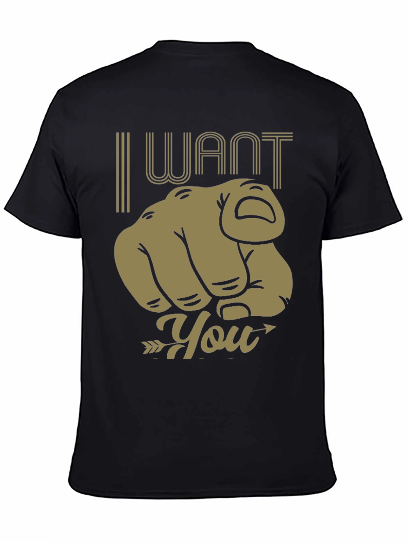 I Want You Graphic Print Tee - Black