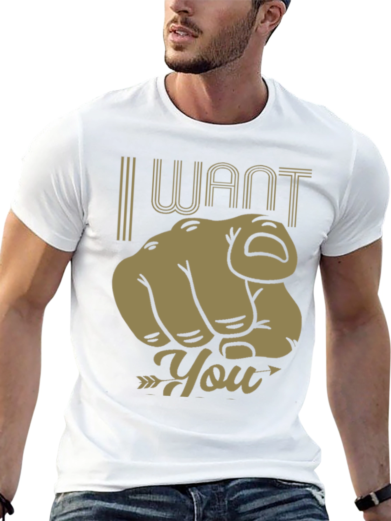 I Want You Graphic Print Tee - Black