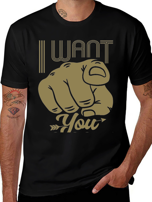 I Want You Graphic Print Tee - Black