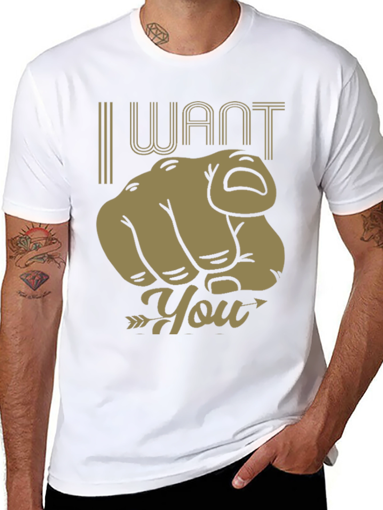 I Want You Graphic Print Tee - Black