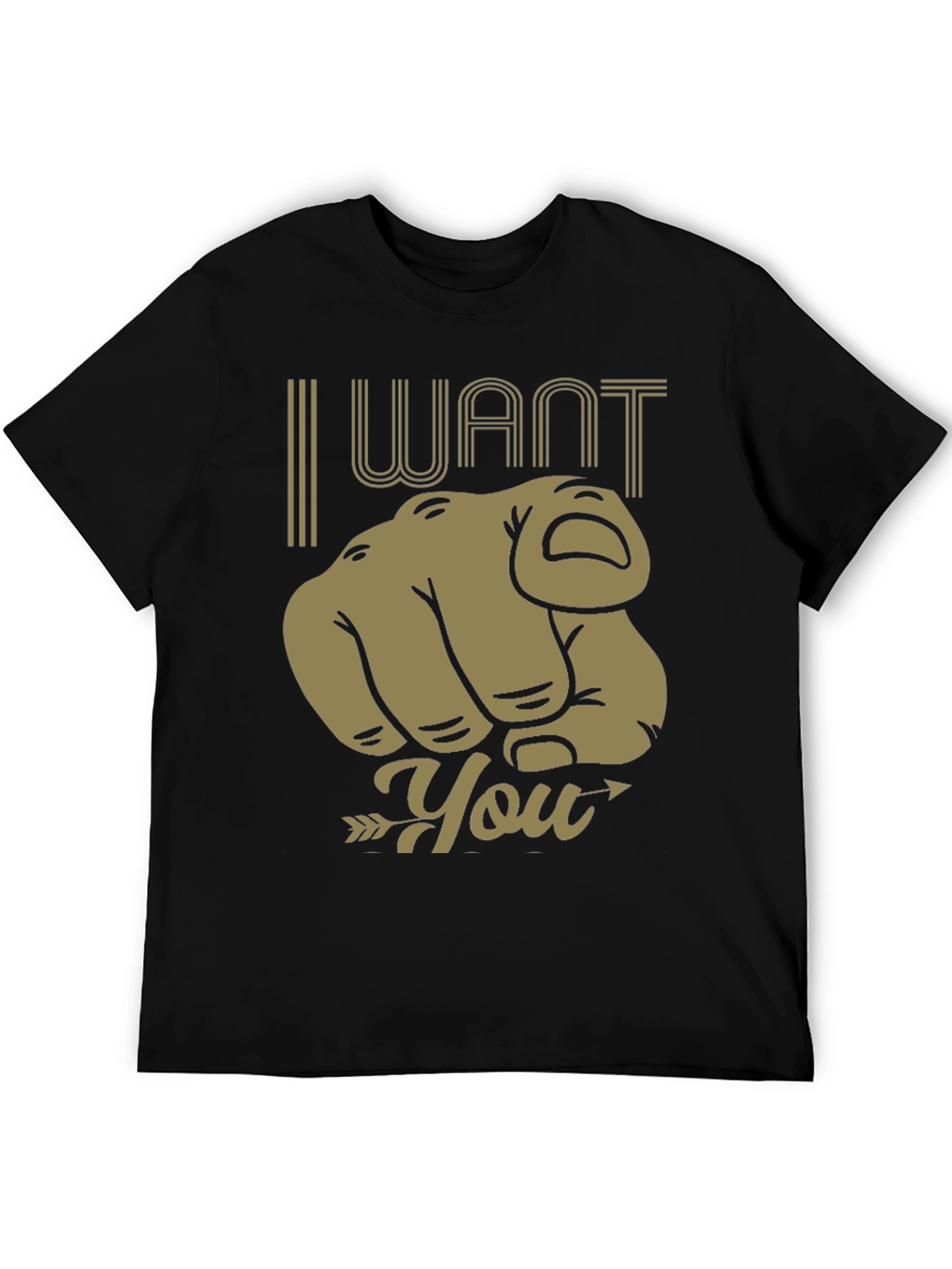 I Want You Graphic Print Tee - Black