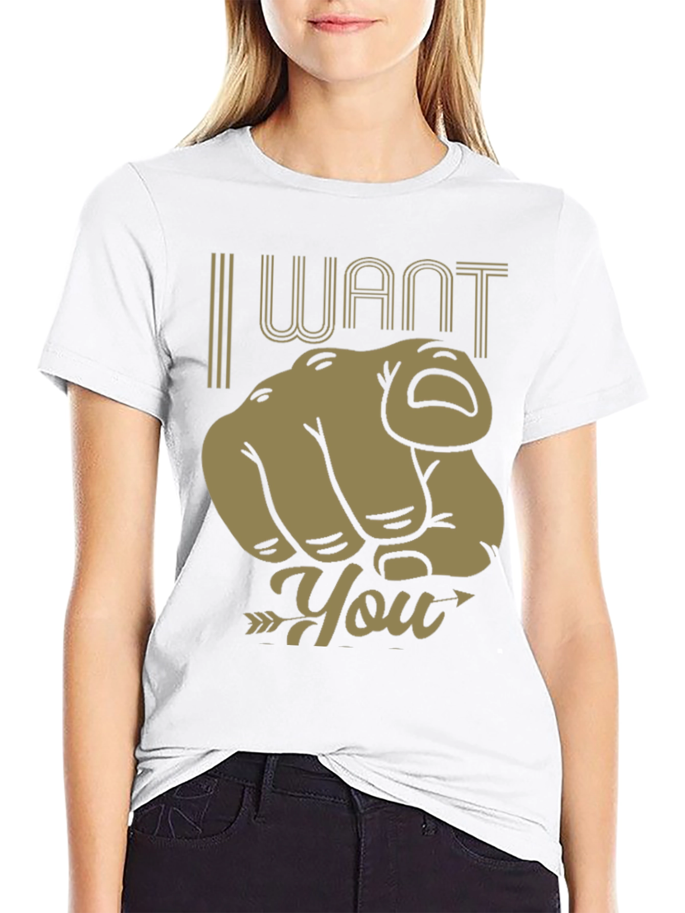 I Want You Graphic Print Tee - Black