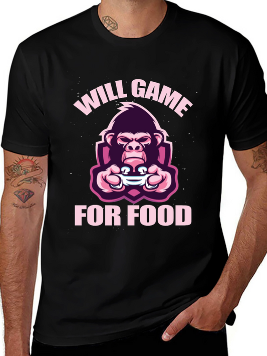 Will Game For Food T-Shirt - Gamer Gorilla Tee