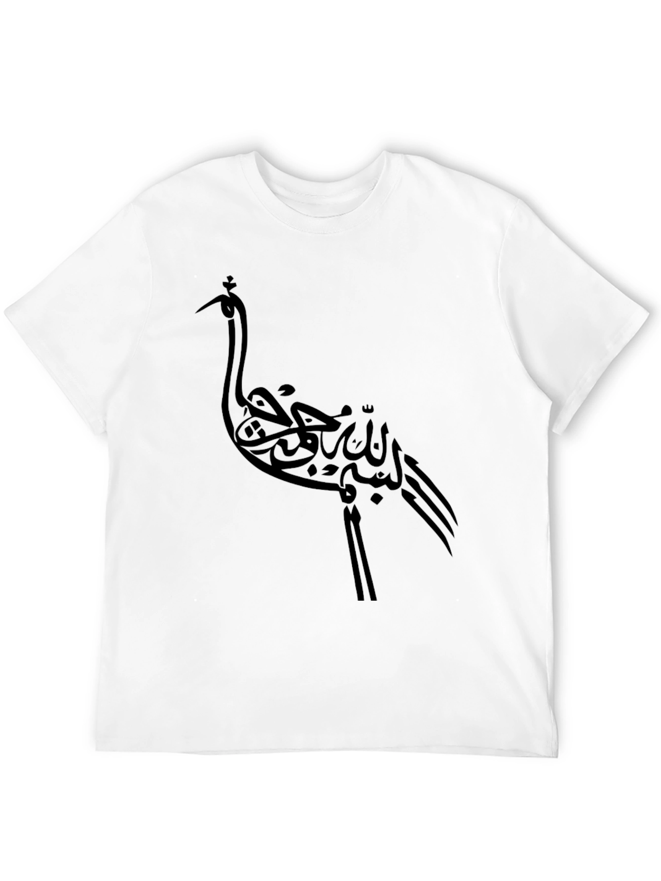 Stylish Black T-Shirt with Crane Design