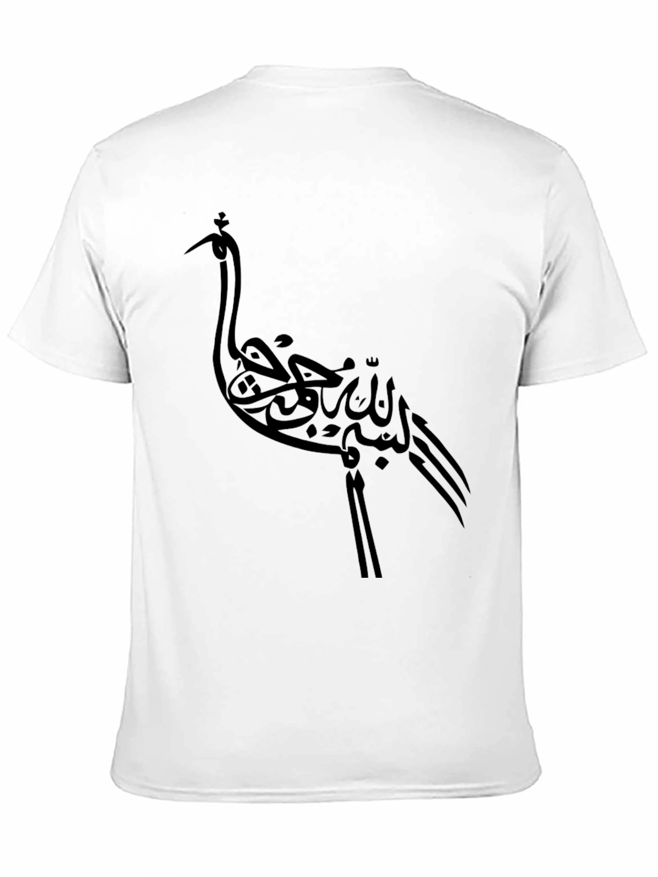 Stylish Black T-Shirt with Crane Design