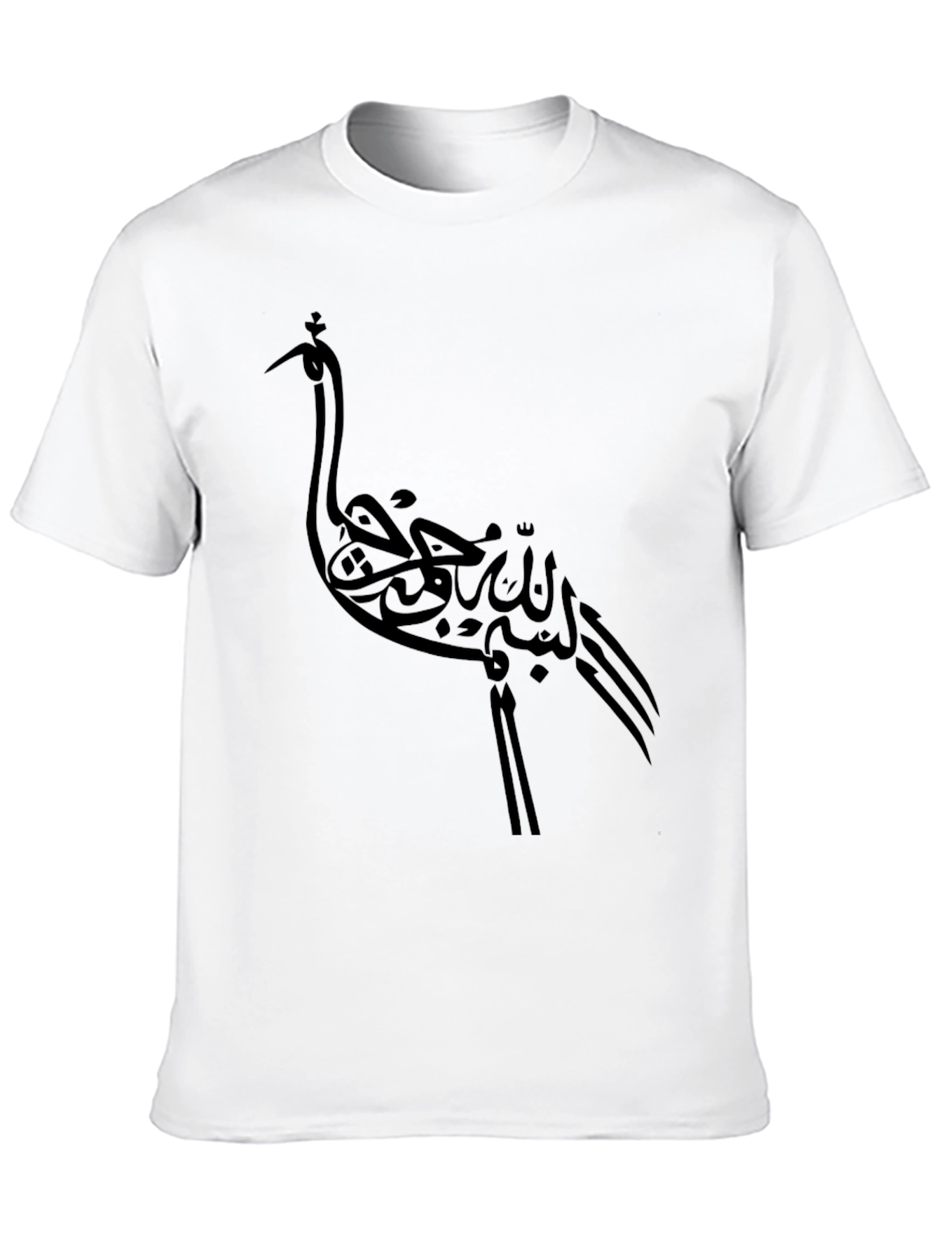 Stylish Black T-Shirt with Crane Design