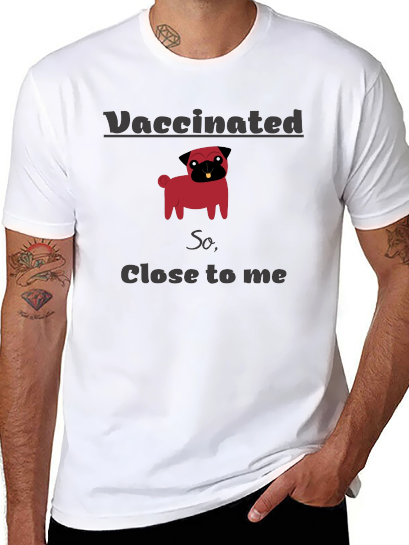 Vaccinated Pug Graphic T-Shirt