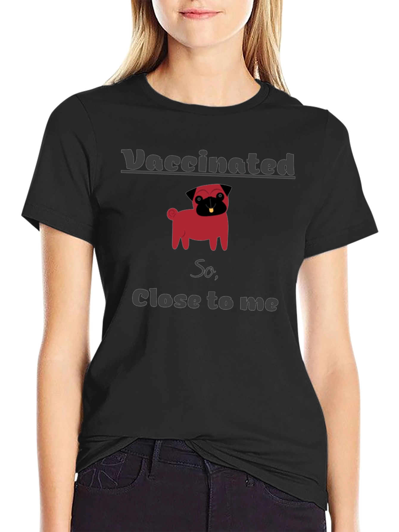 Vaccinated Pug Graphic T-Shirt