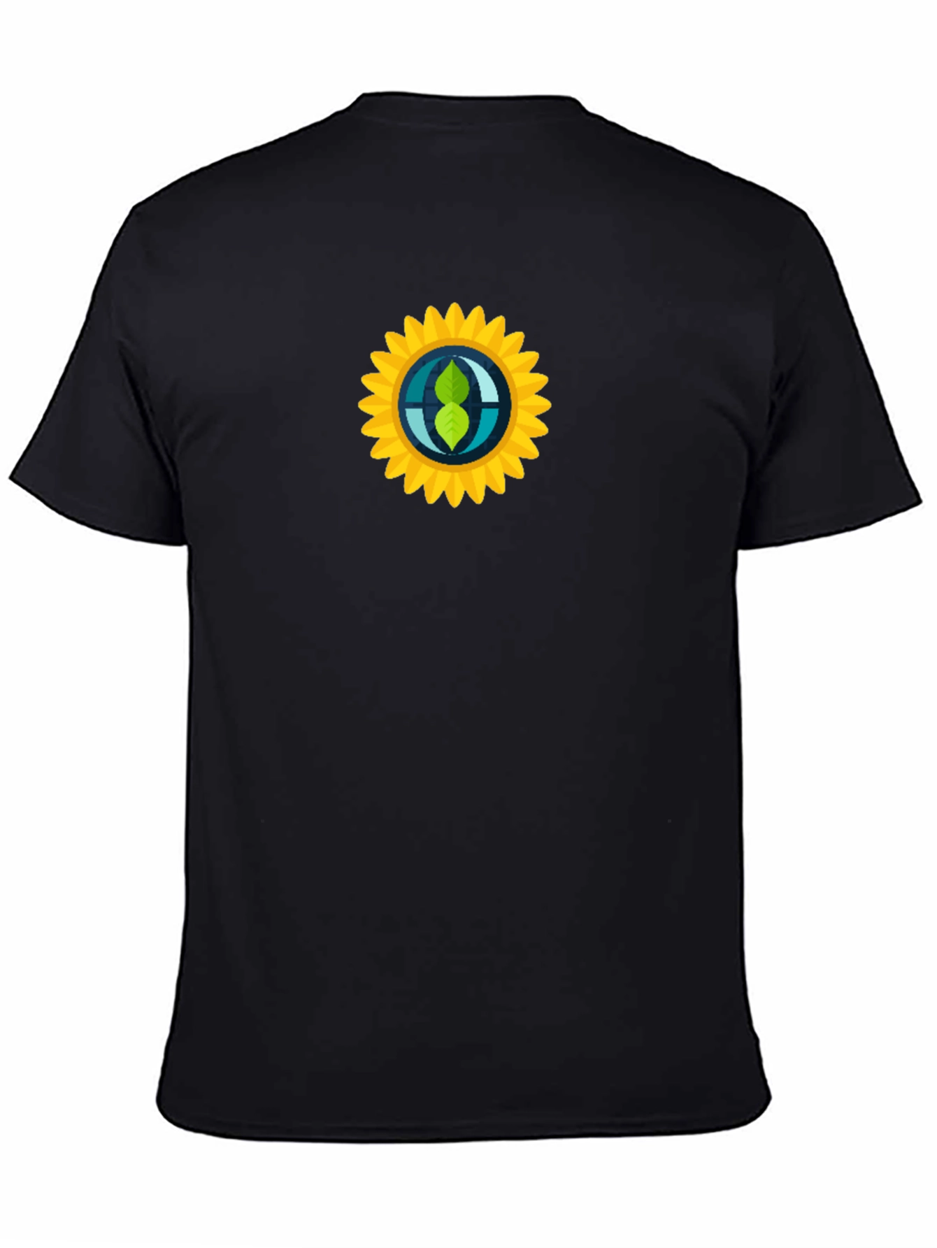 Black T-Shirt with Sunflower Graphic Print
