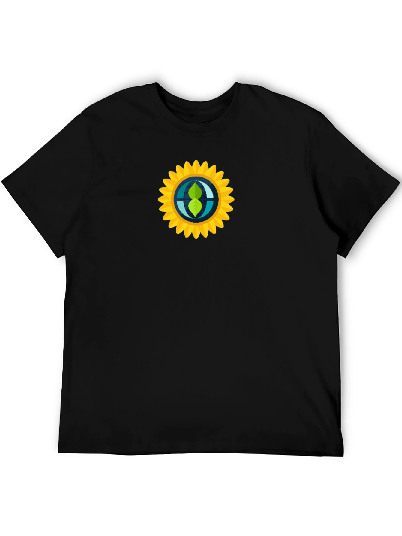 Black T-Shirt with Sunflower Graphic Print