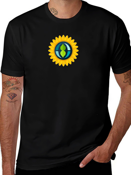 Black T-Shirt with Sunflower Graphic Print