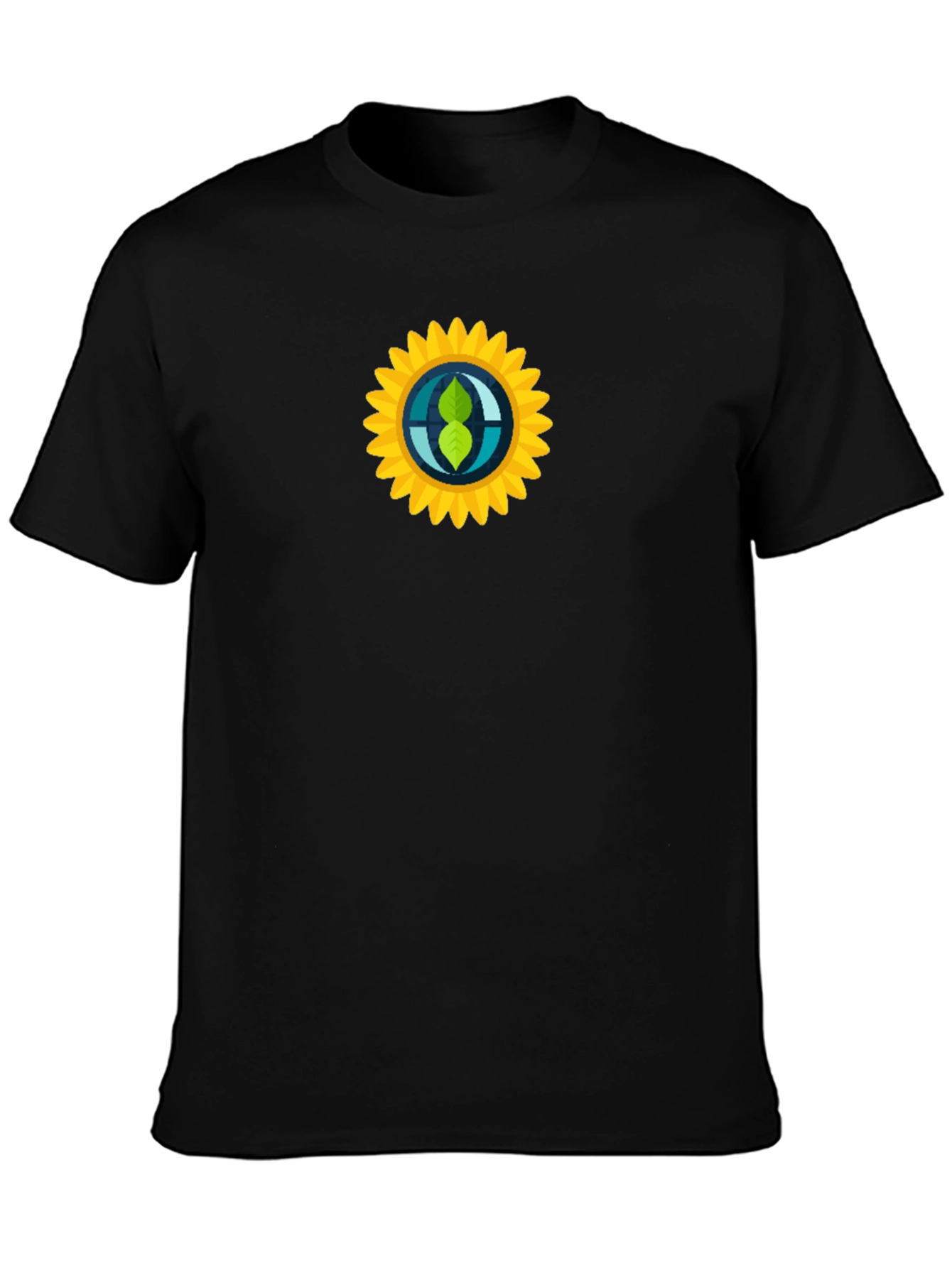 Black T-Shirt with Sunflower Graphic Print