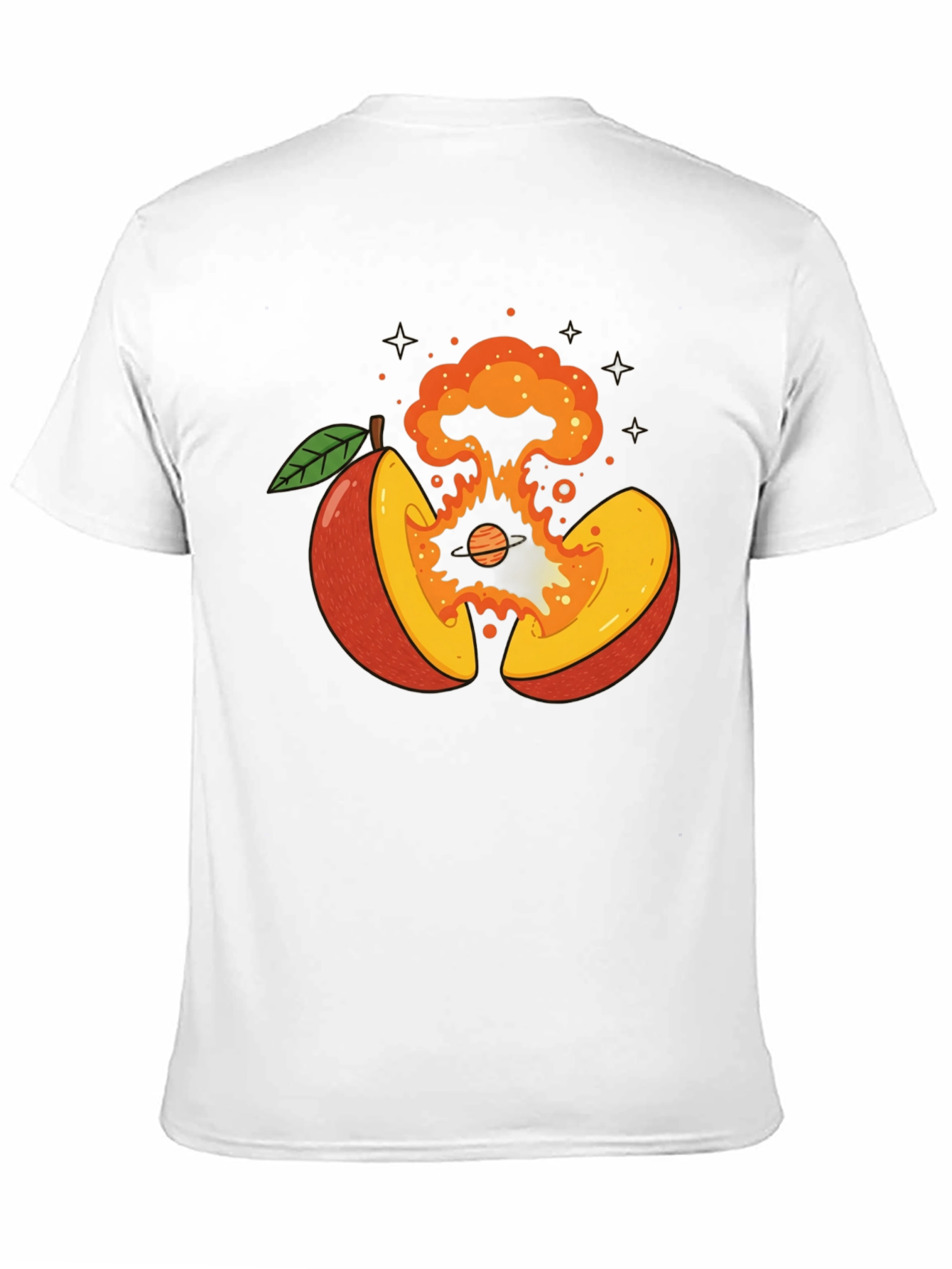 Cosmic Peach Graphic Tee - Black Cotton T-Shirt
