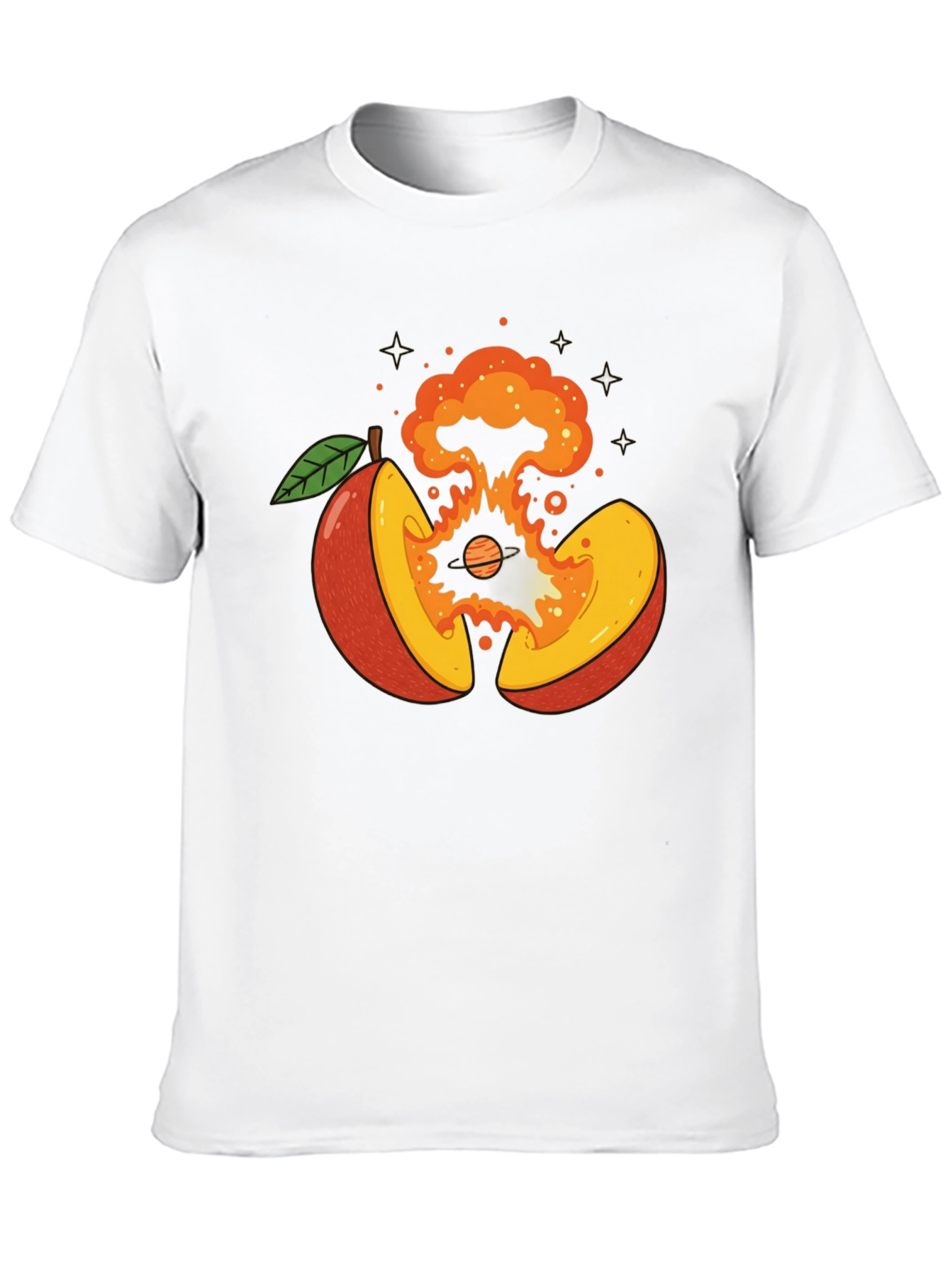 Cosmic Peach Graphic Tee - Black Cotton T-Shirt