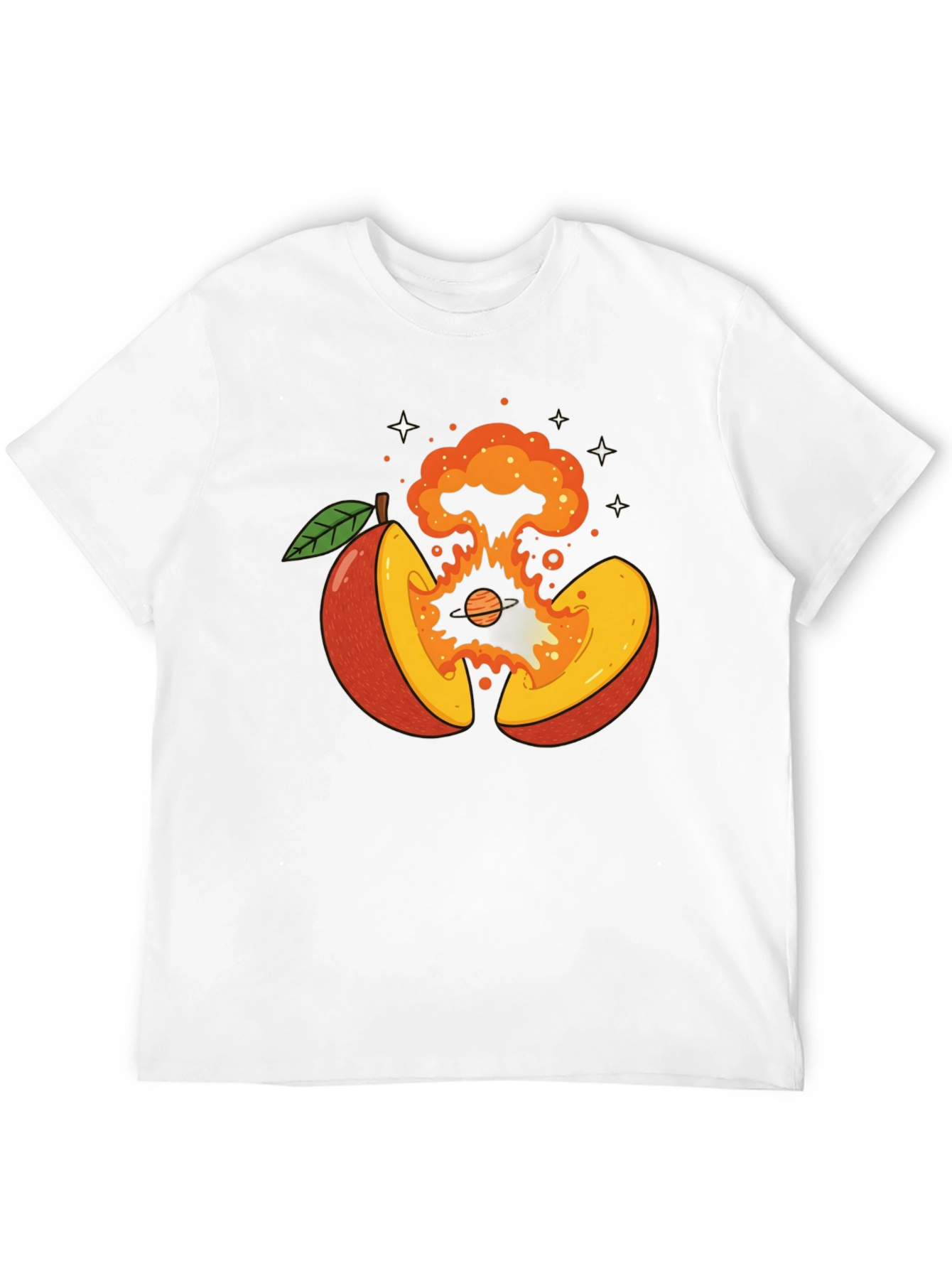 Cosmic Peach Graphic Tee - Black Cotton T-Shirt