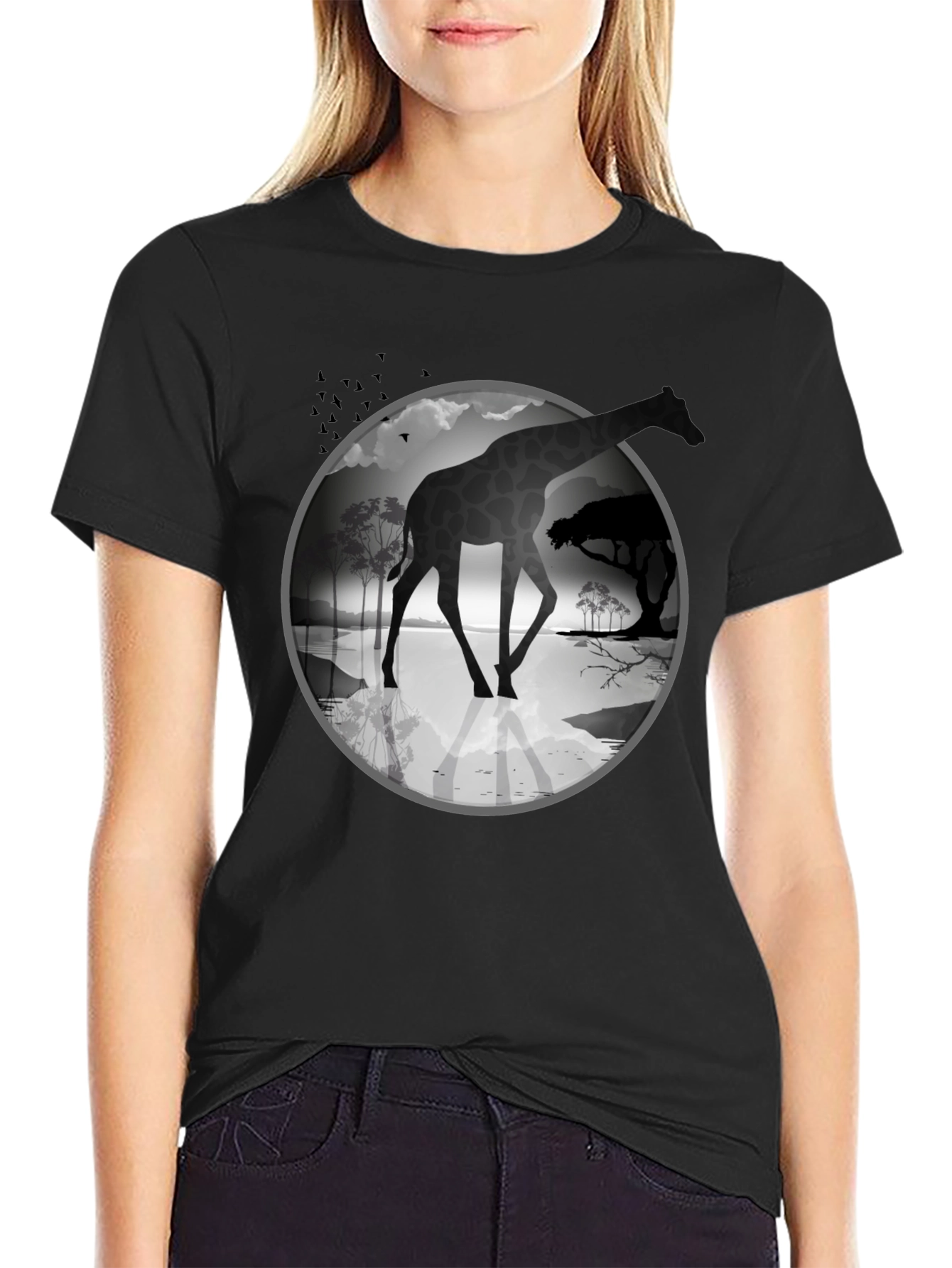 Giraffe Silhouette Graphic Tee