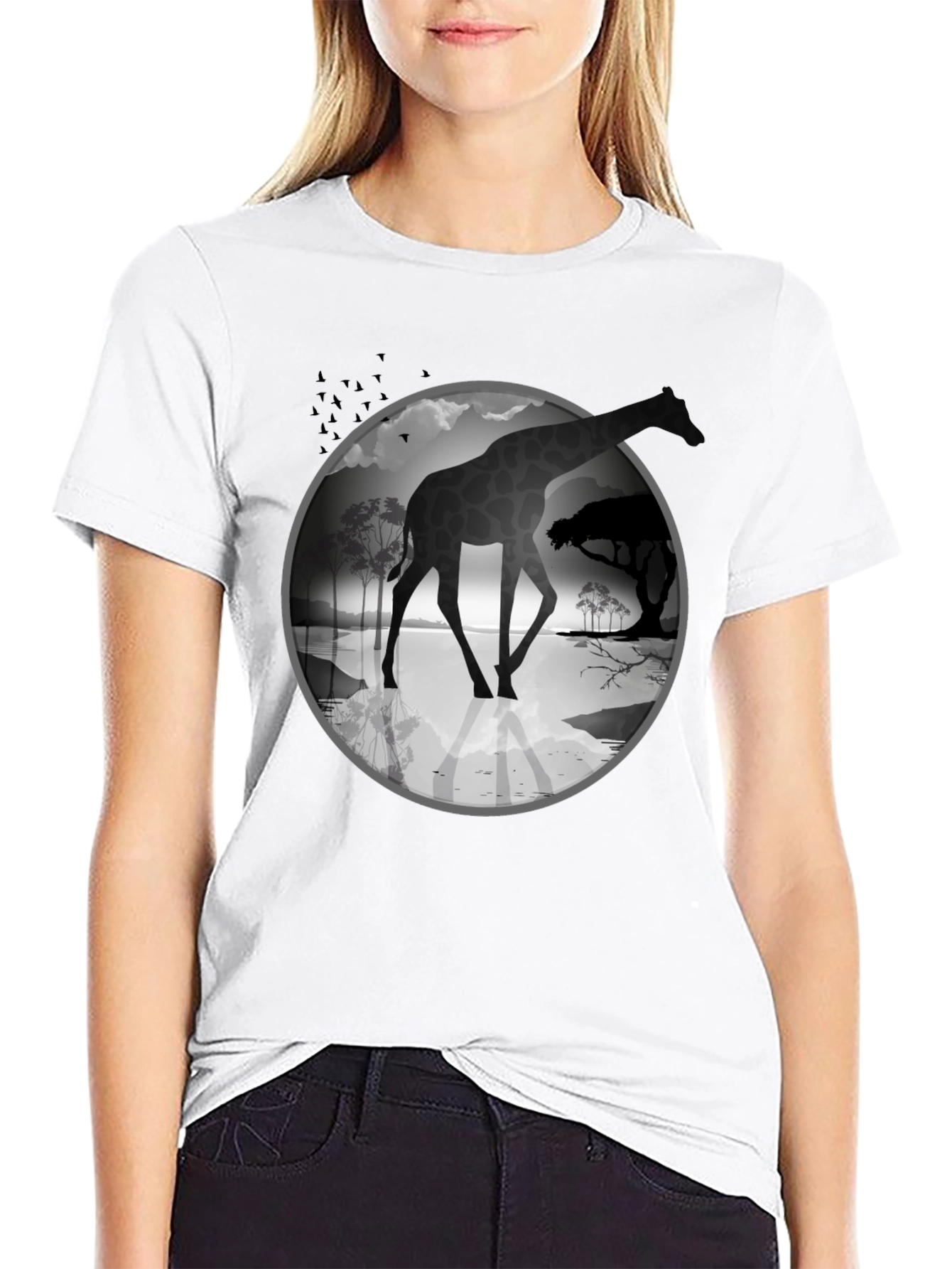 Giraffe Silhouette Graphic Tee