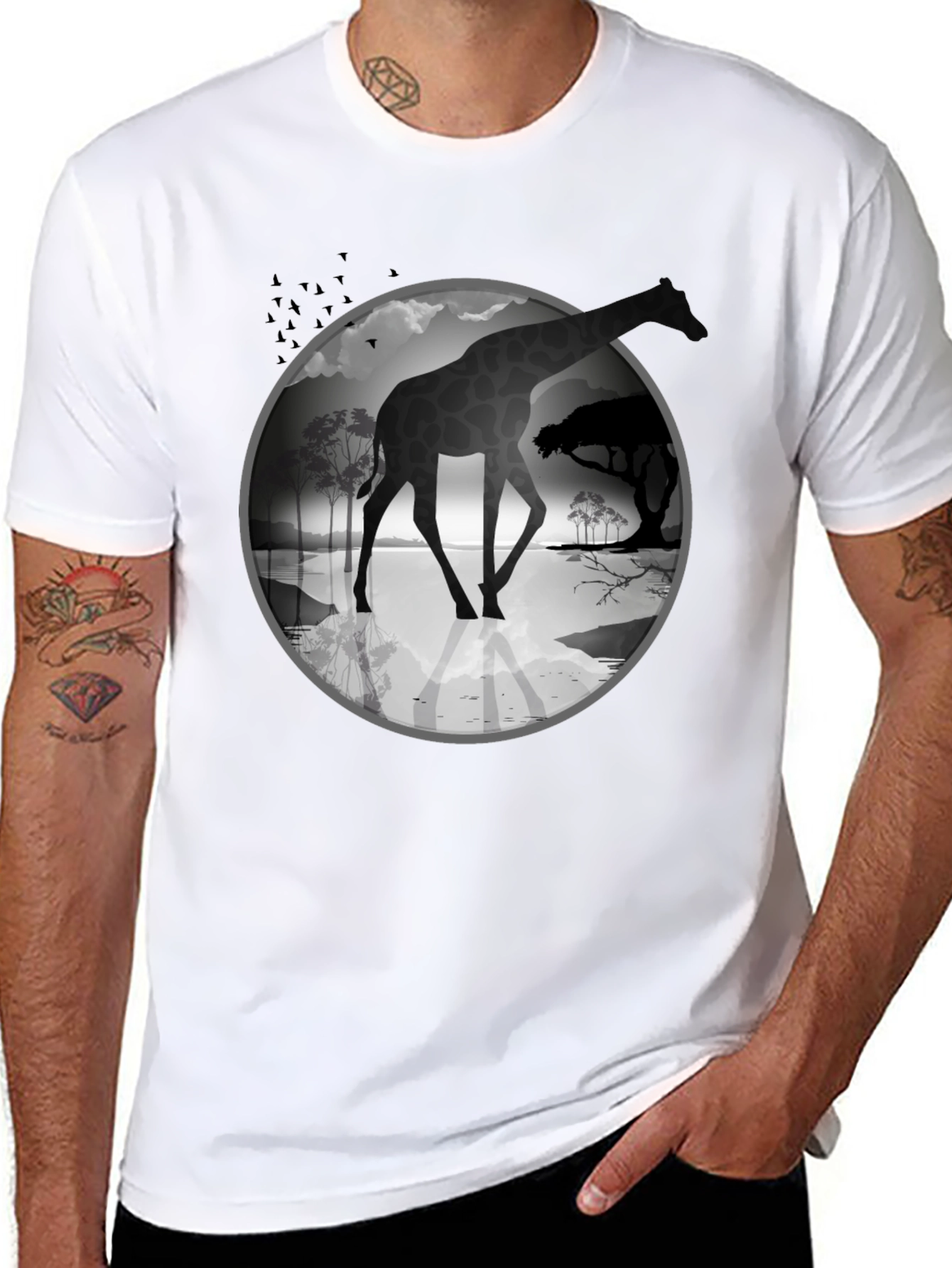 Giraffe Silhouette Graphic Tee