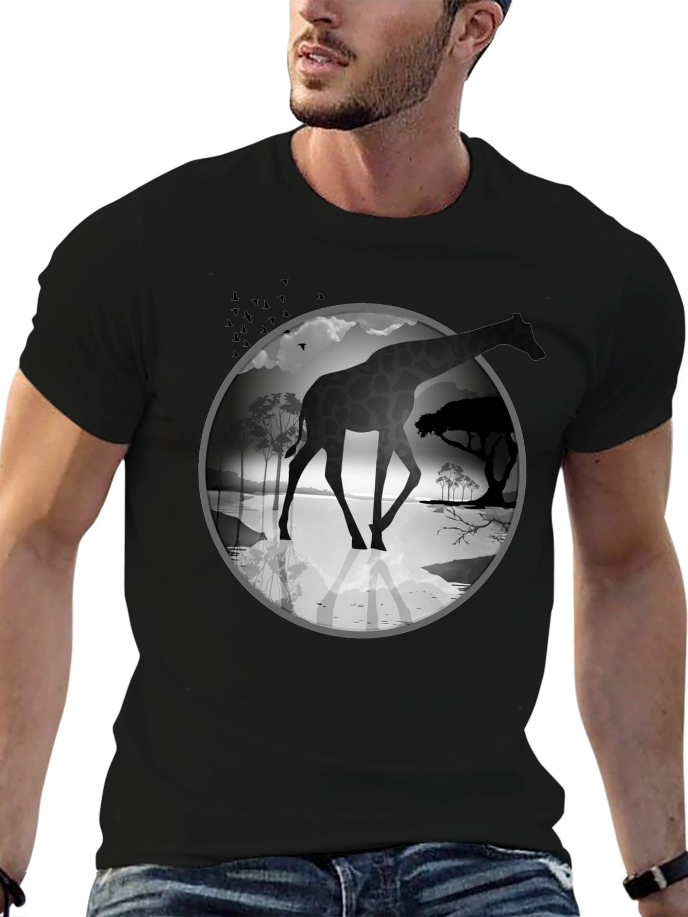 Giraffe Silhouette Graphic Tee