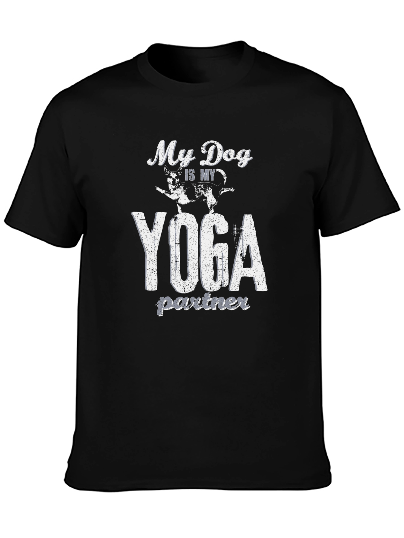 My Dog is My Yoga Partner Black T-Shirt