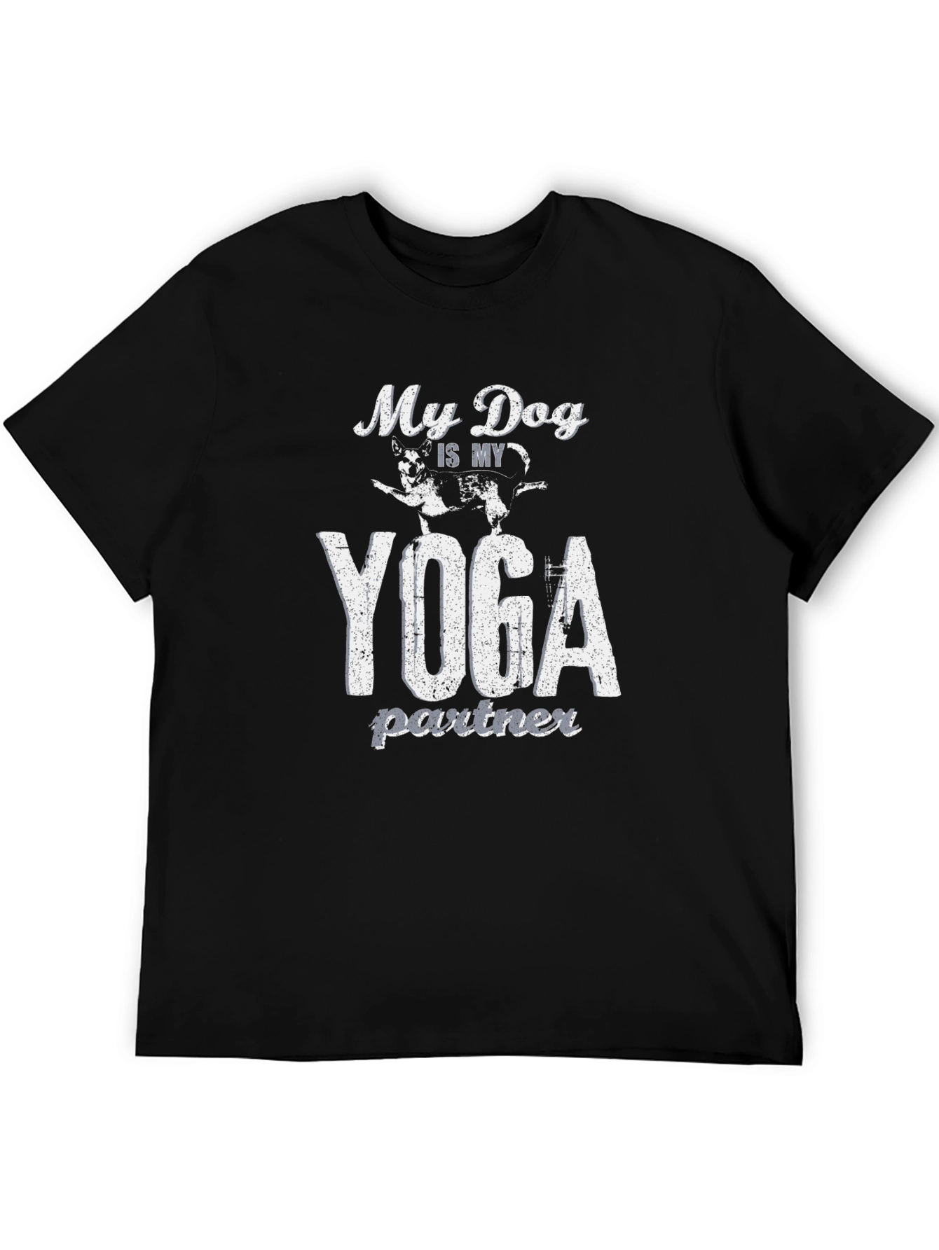 My Dog is My Yoga Partner Black T-Shirt