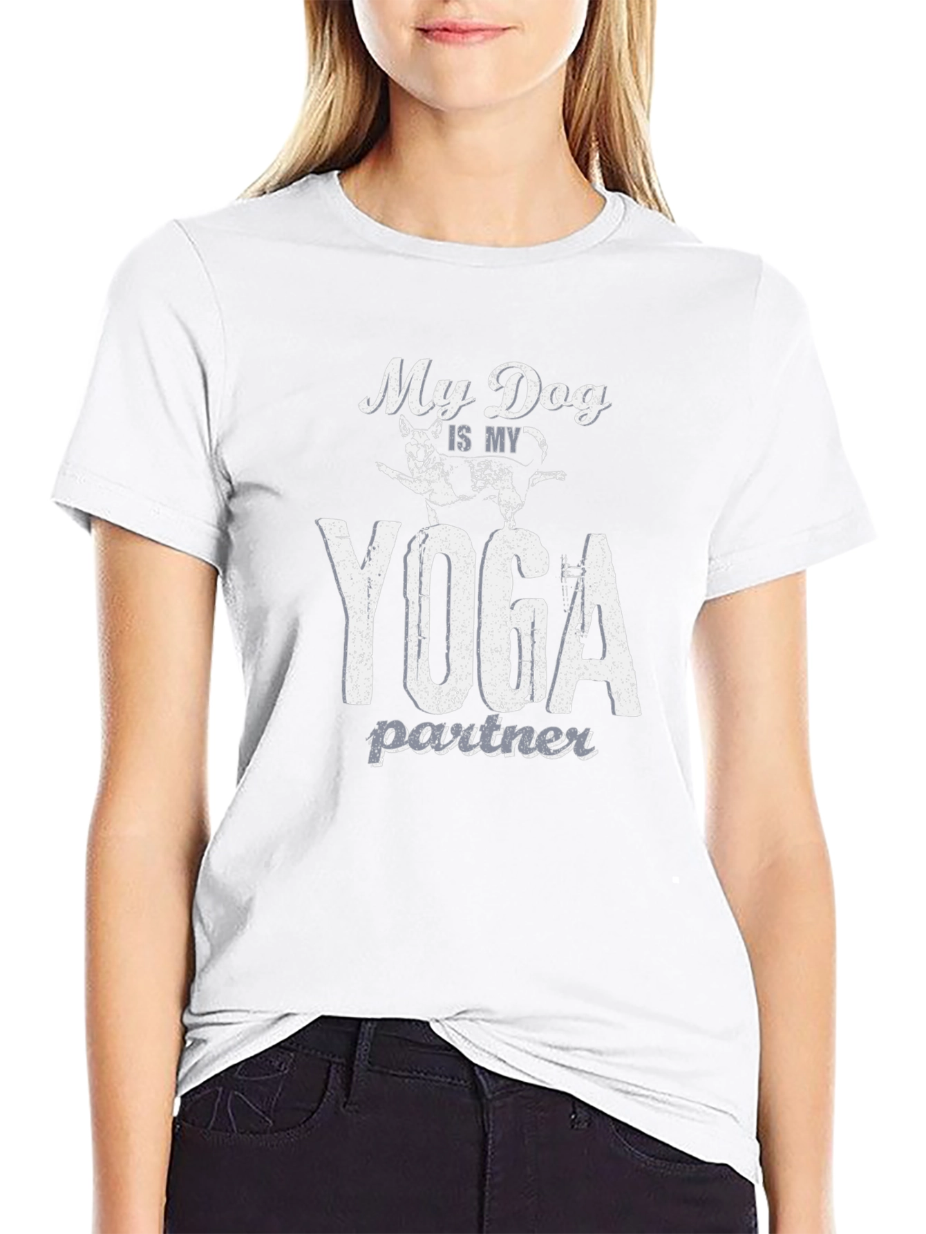 My Dog is My Yoga Partner Black T-Shirt