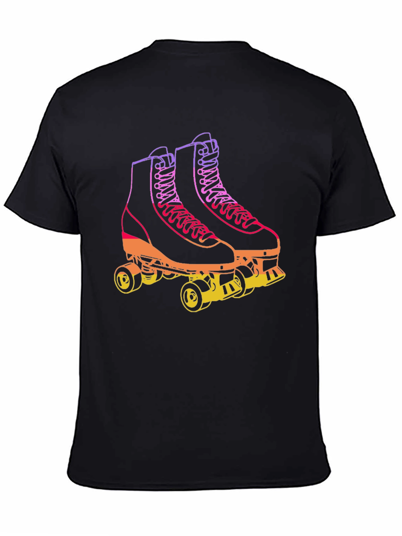 Retro Roller Skate Graphic Tee - Black Cotton Blend