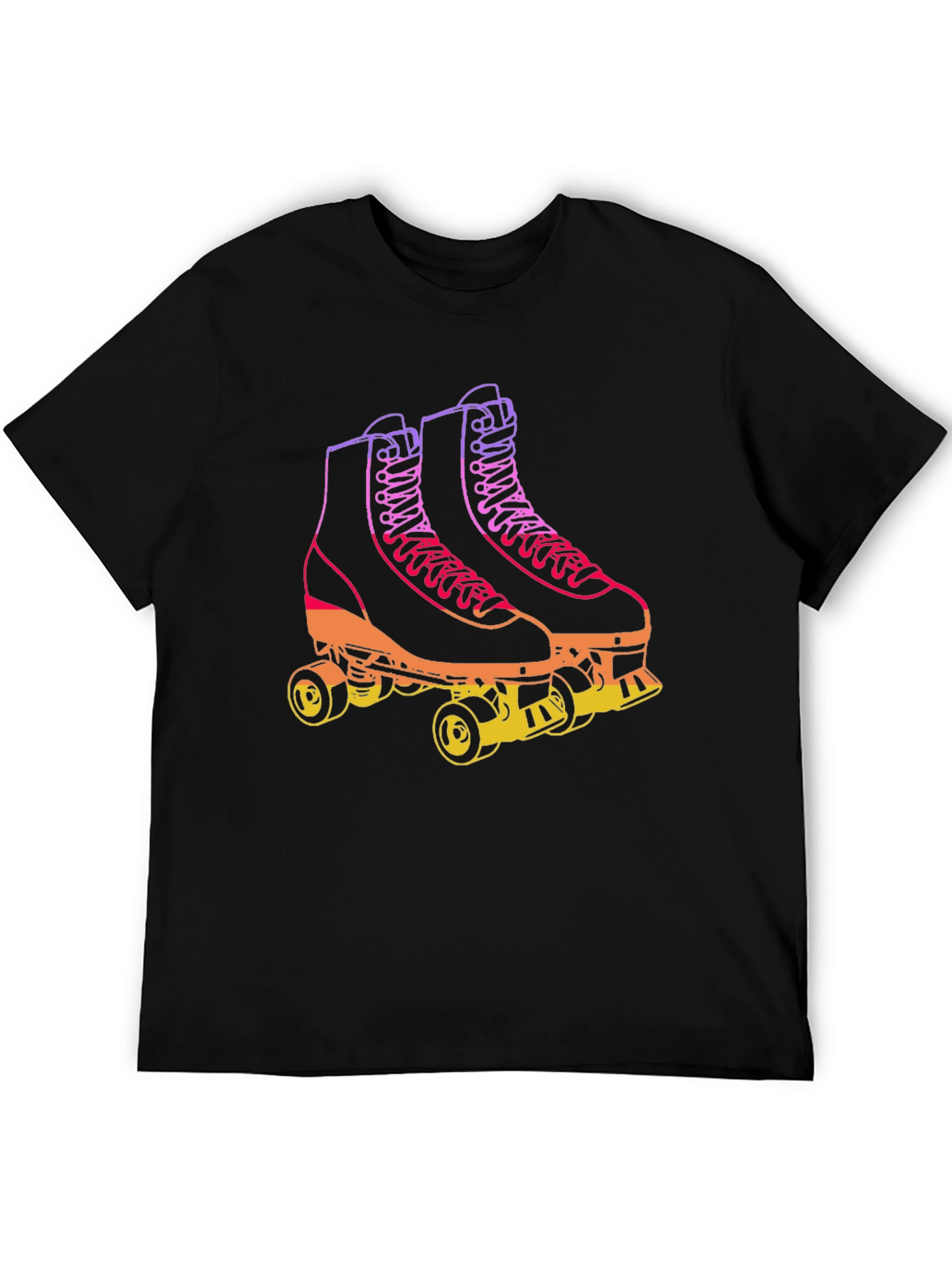 Retro Roller Skate Graphic Tee - Black Cotton Blend