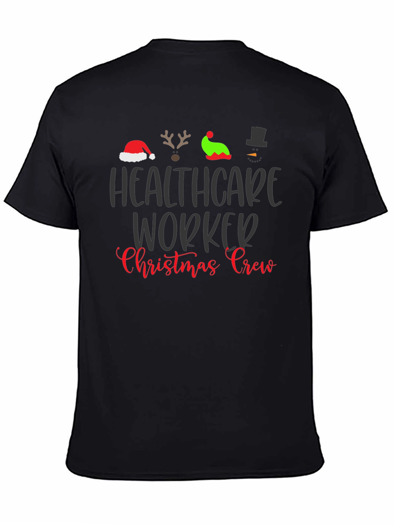 Healthcare Worker Christmas Crew Black T-Shirt