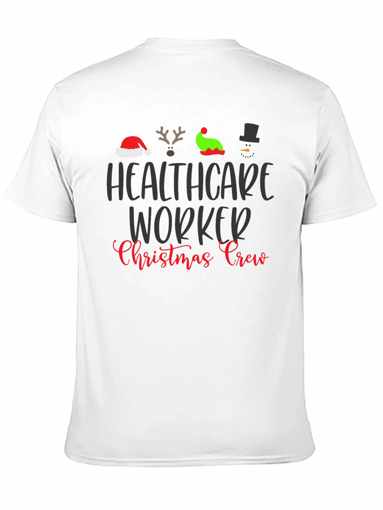 Healthcare Worker Christmas Crew Black T-Shirt