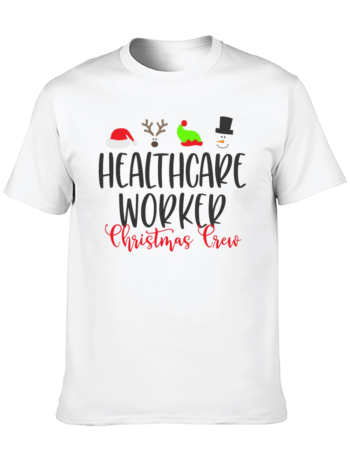 Healthcare Worker Christmas Crew Black T-Shirt