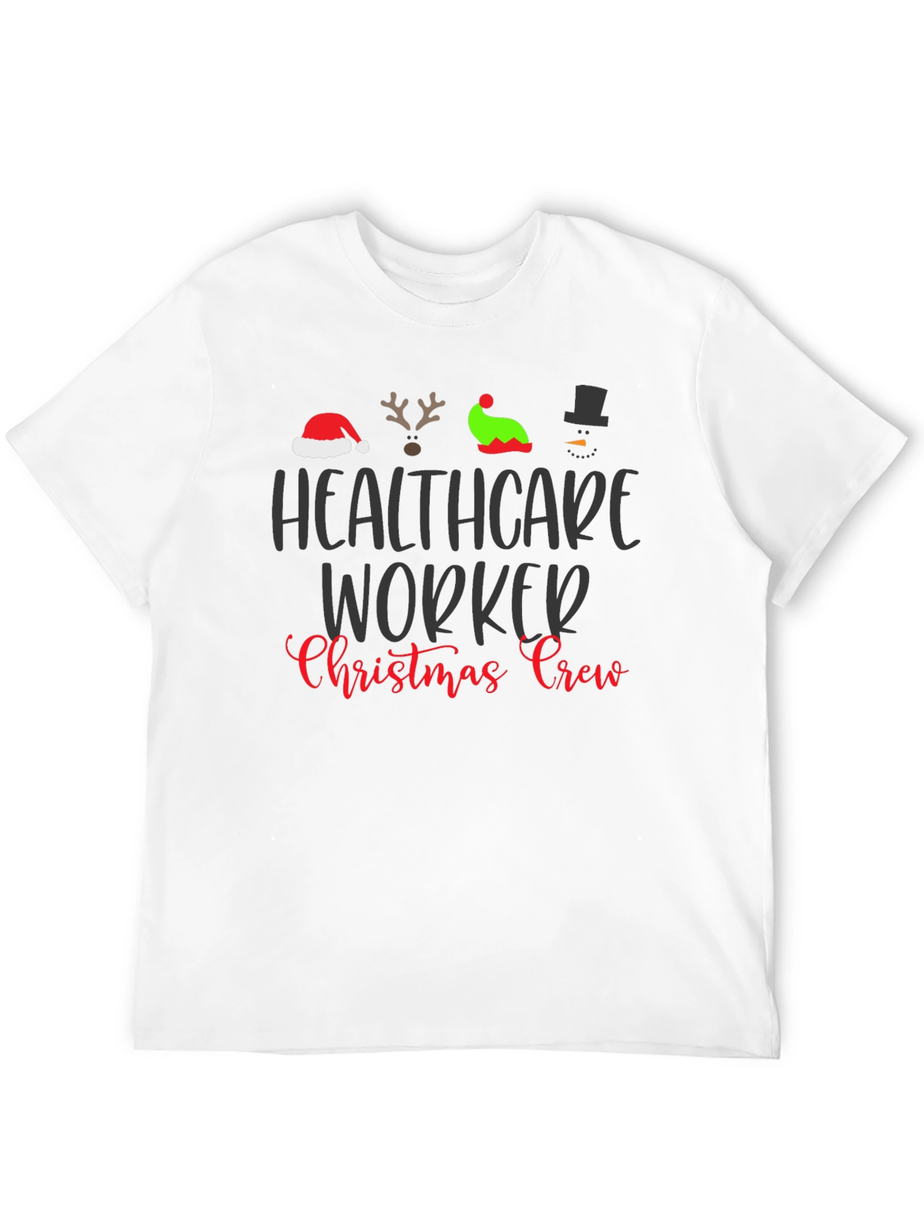 Healthcare Worker Christmas Crew Black T-Shirt