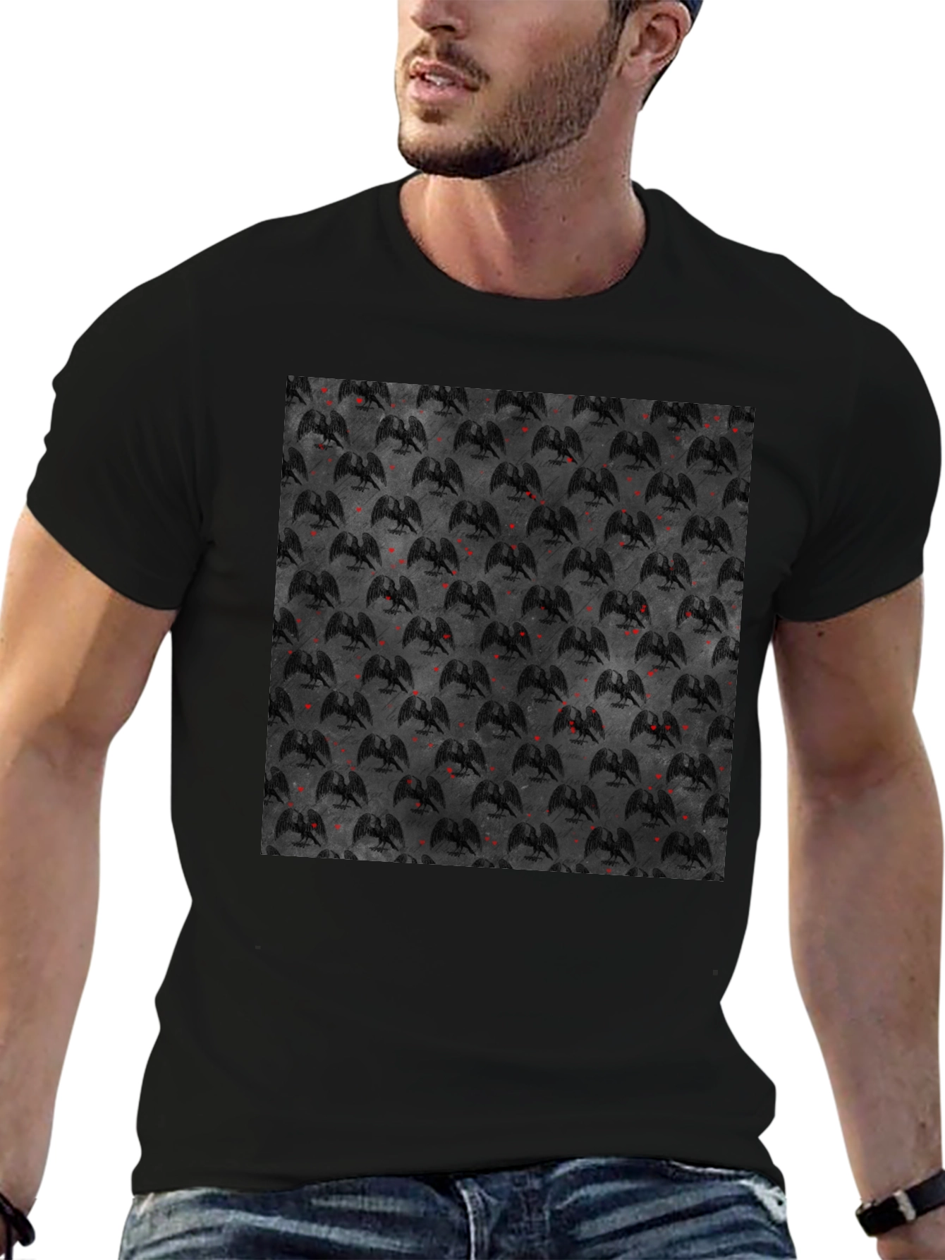 Black Graphic Tee - Gothic Dragon Design
