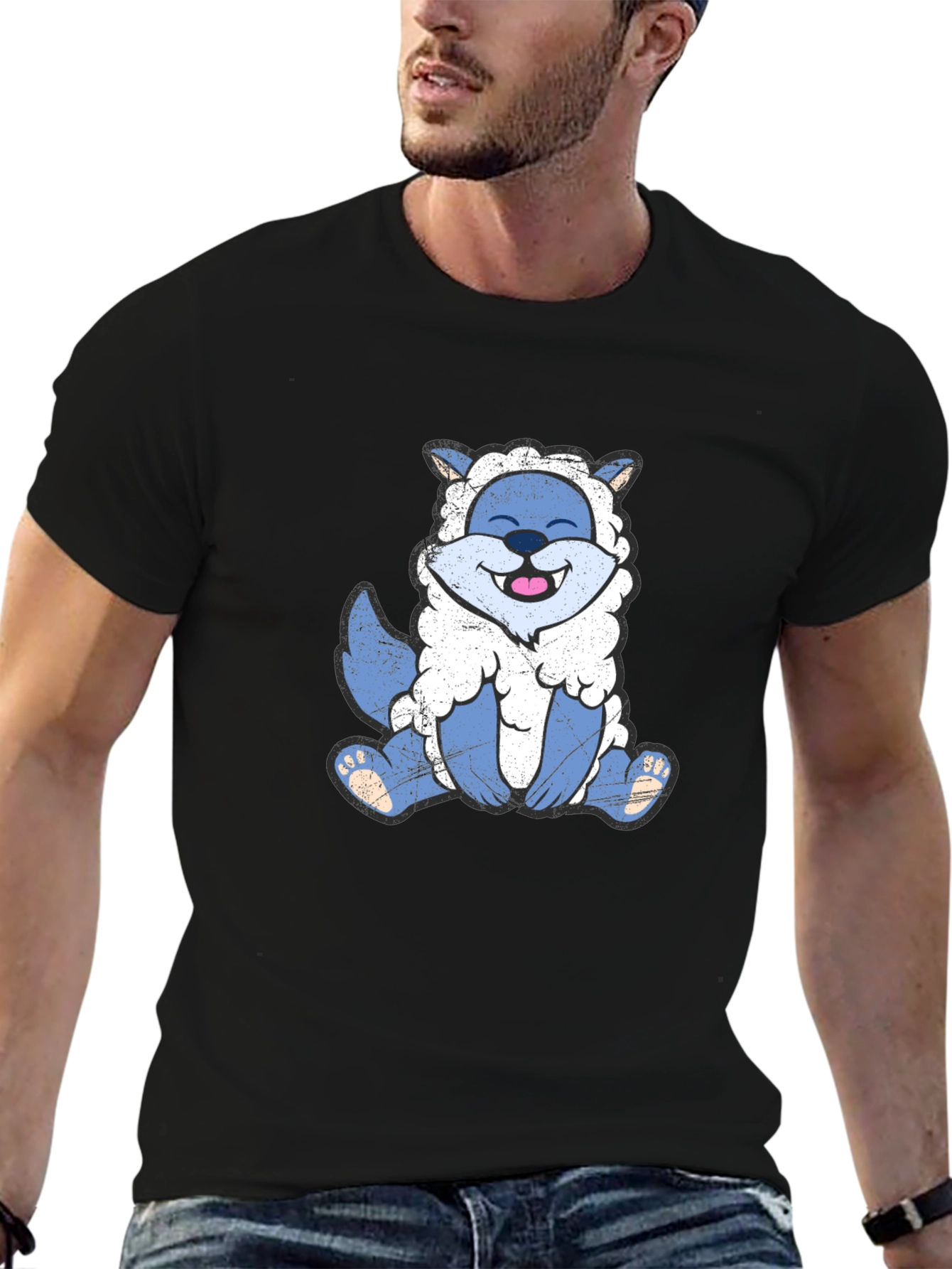 Funny Wolf in Sheeps Clothing Black T-Shirt