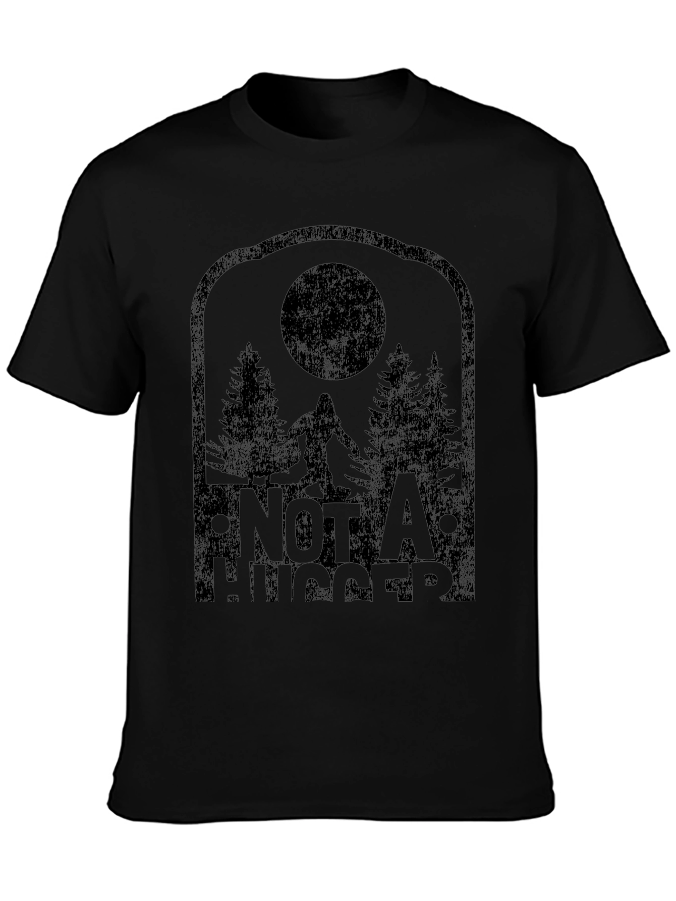 Not a Hugger Sasquatch Black Graphic Tee