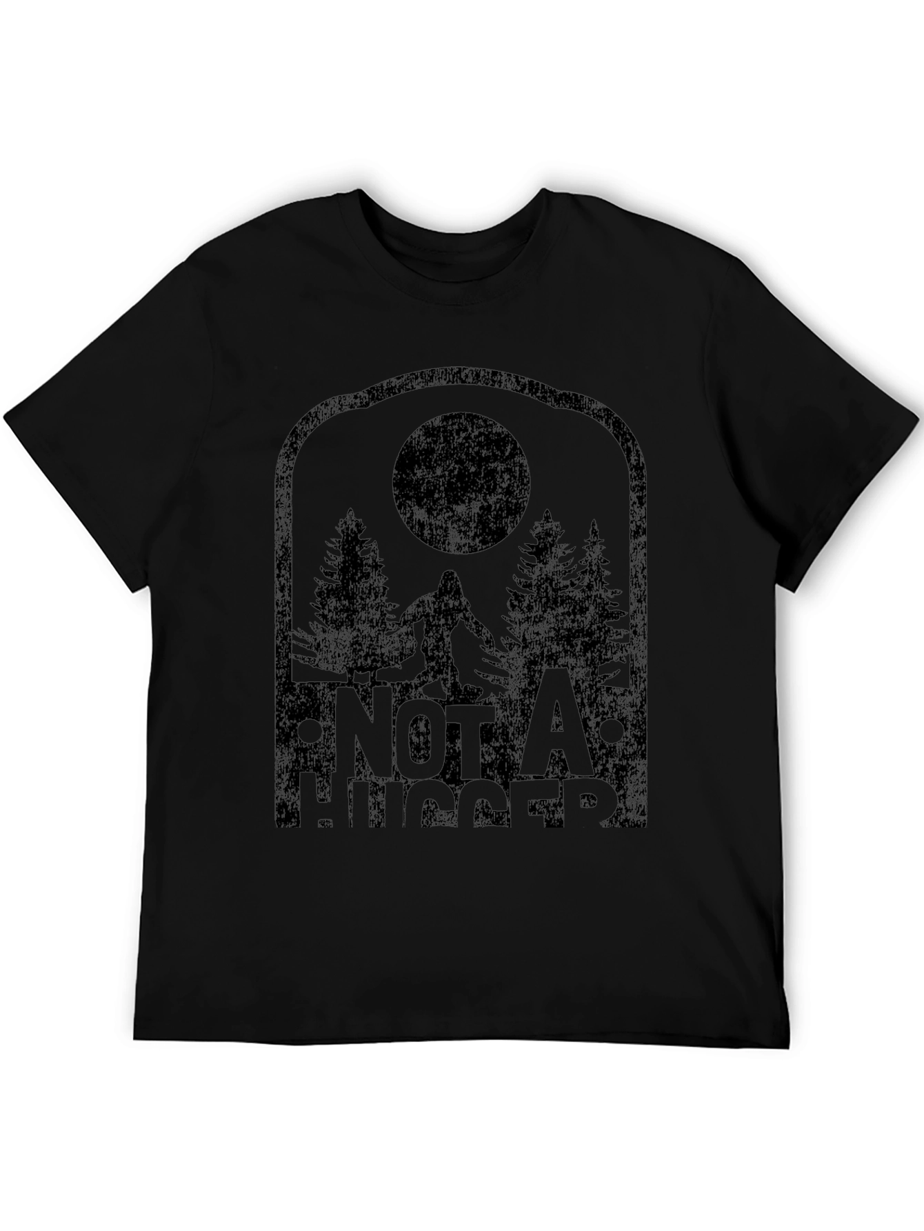 Not a Hugger Sasquatch Black Graphic Tee