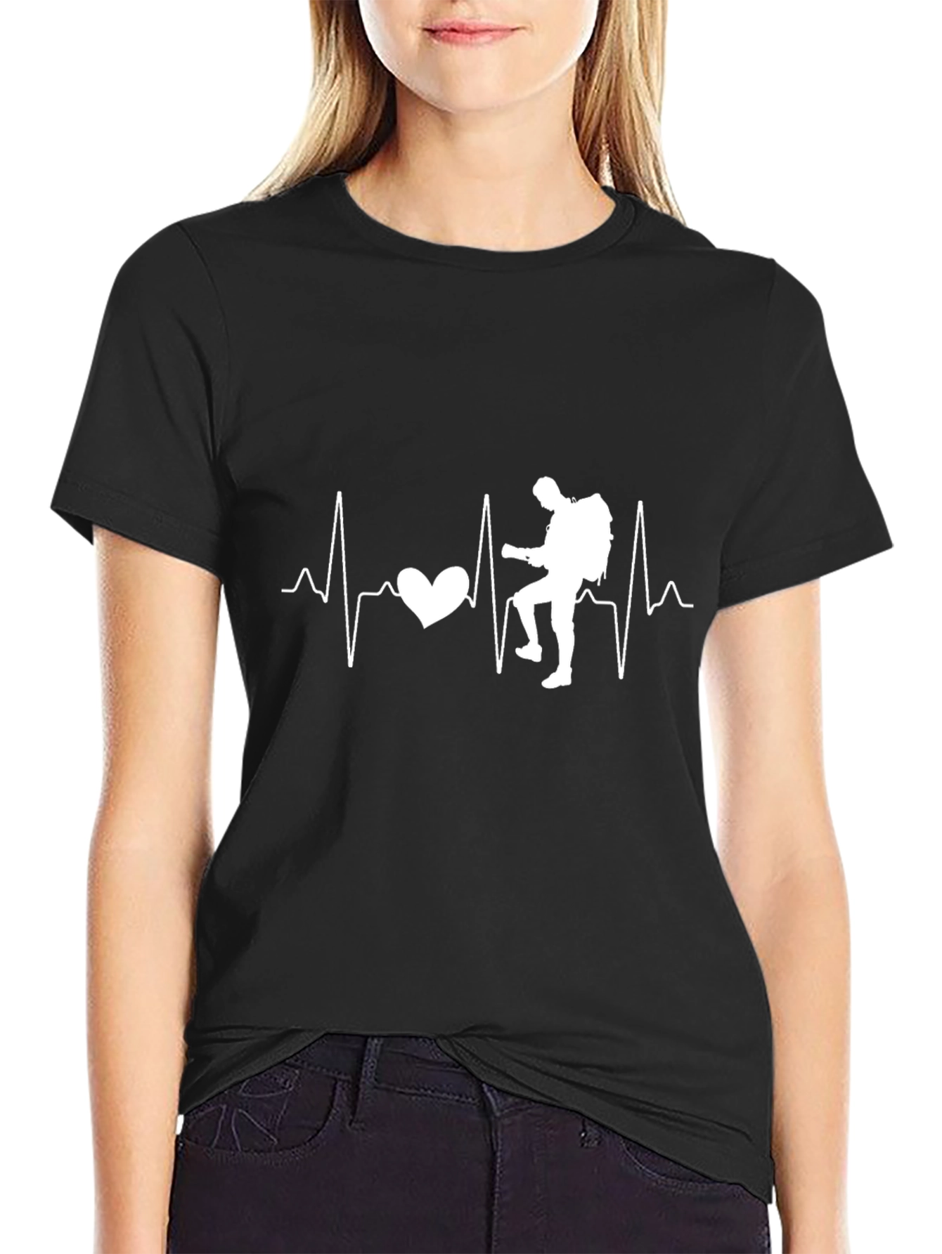 Hiking Heartbeat T-Shirt - Black