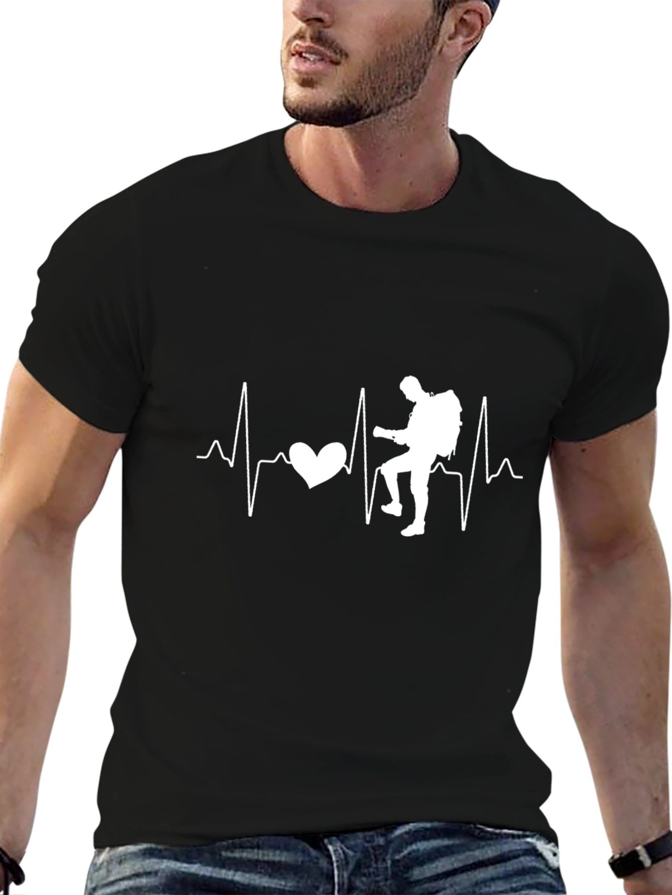 Hiking Heartbeat T-Shirt - Black