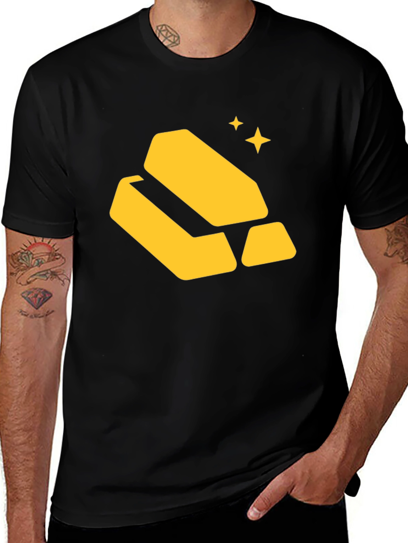 Gold Bars Graphic Tee - Black