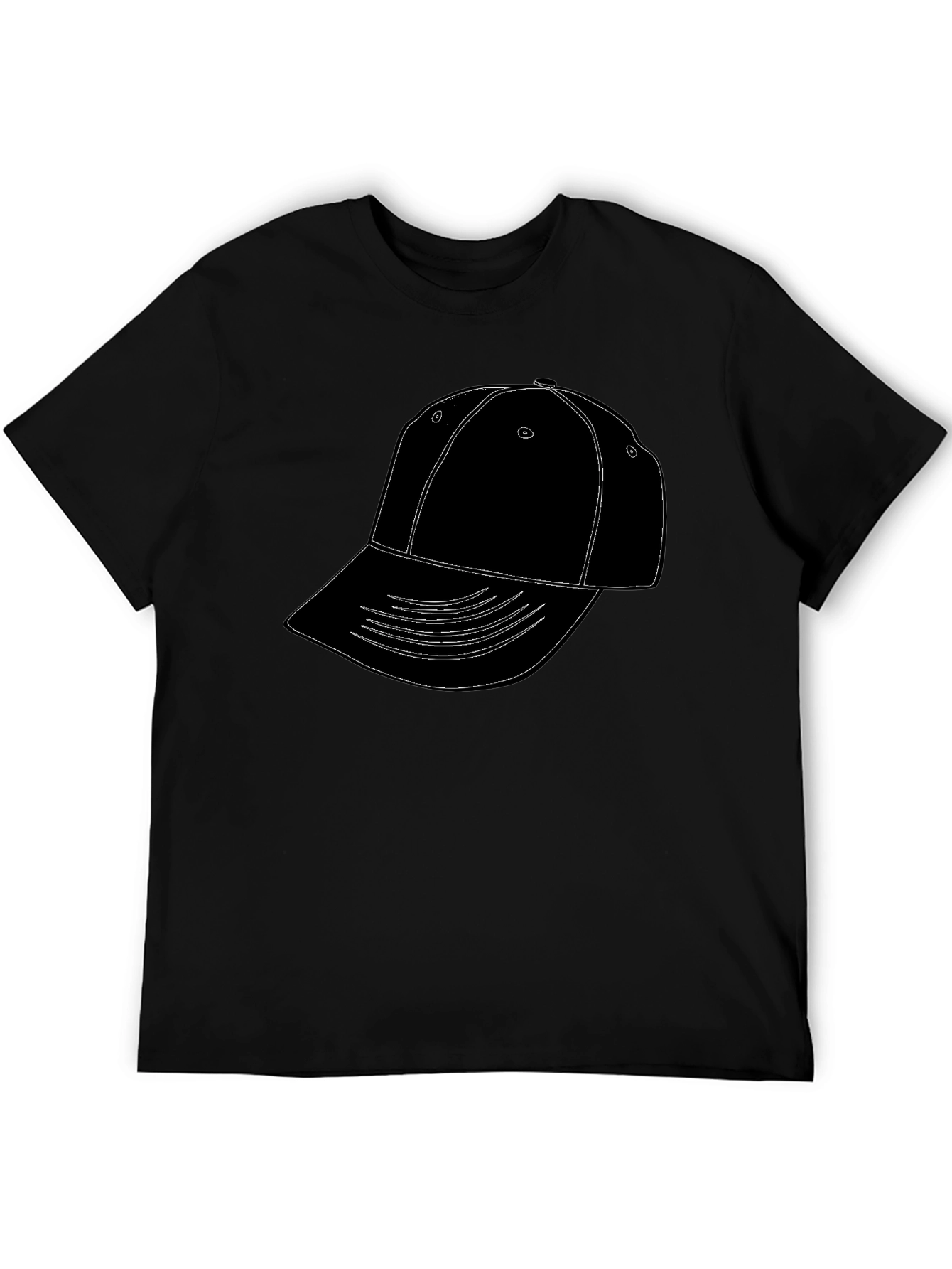 Mens Black T-Shirt with Hat Graphic