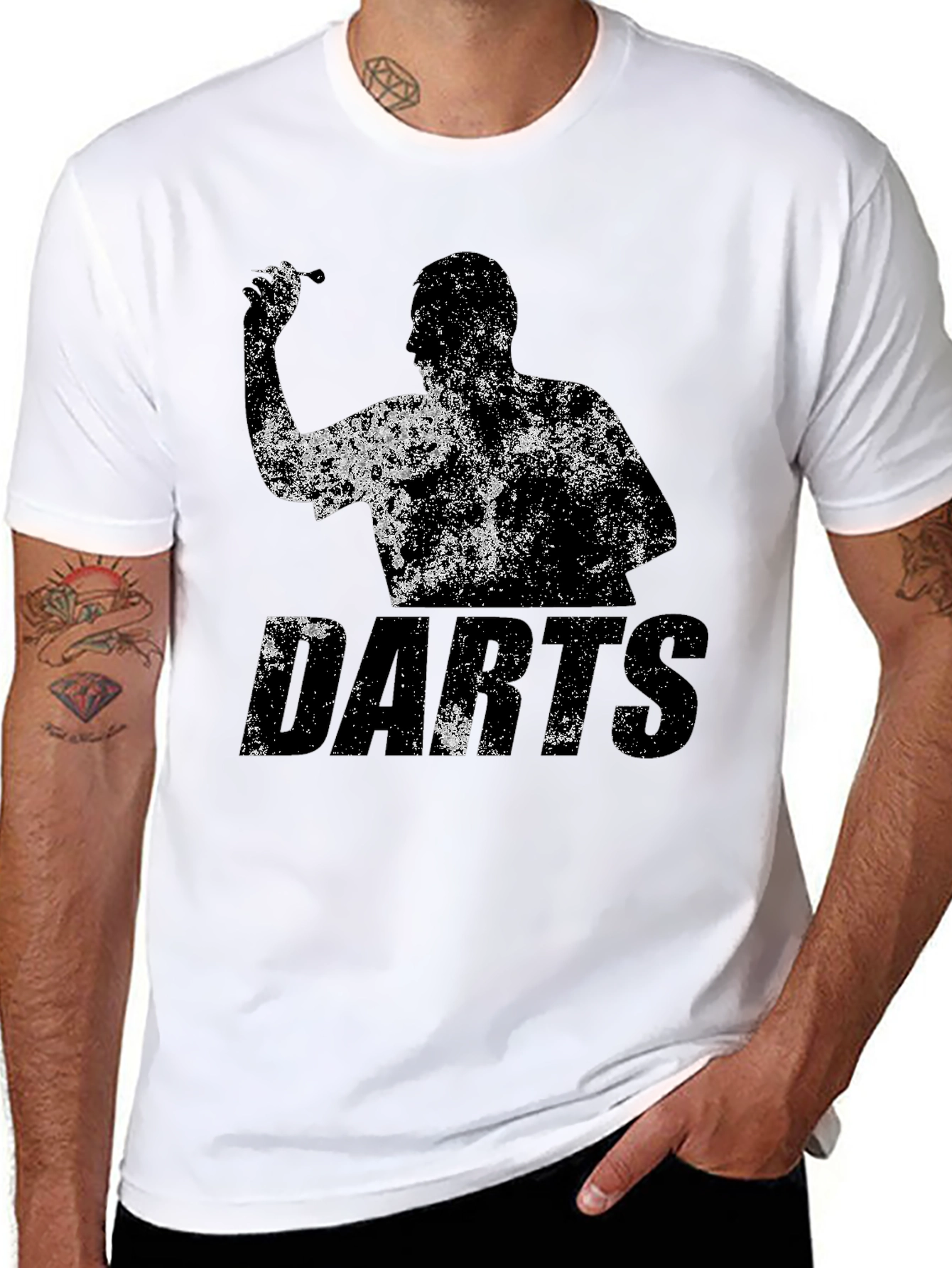 Darts Player Graphic T-Shirt - Black Cotton Tee