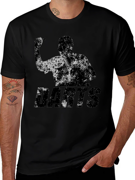 Darts Player Graphic T-Shirt - Black Cotton Tee
