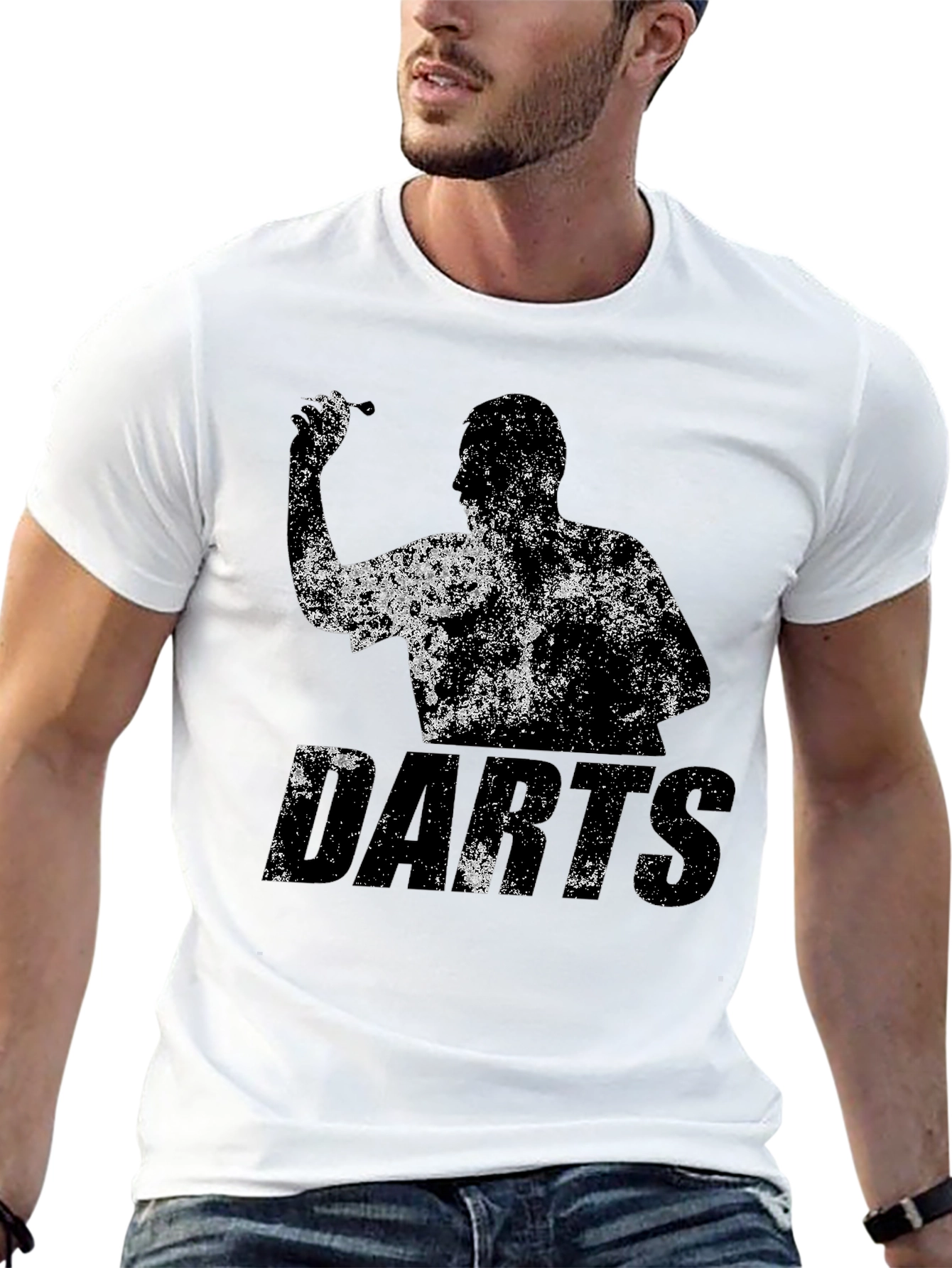 Darts Player Graphic T-Shirt - Black Cotton Tee