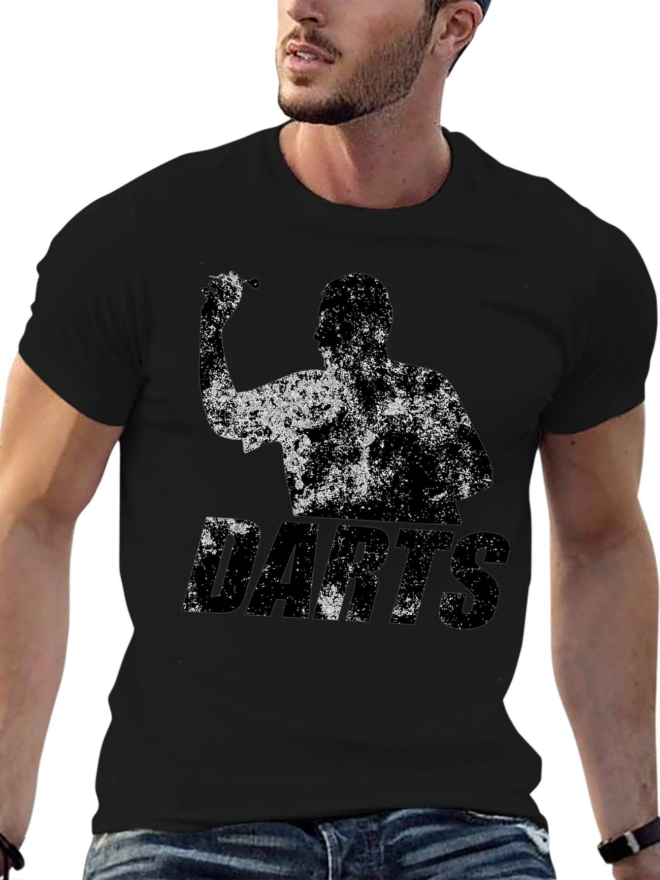 Darts Player Graphic T-Shirt - Black Cotton Tee