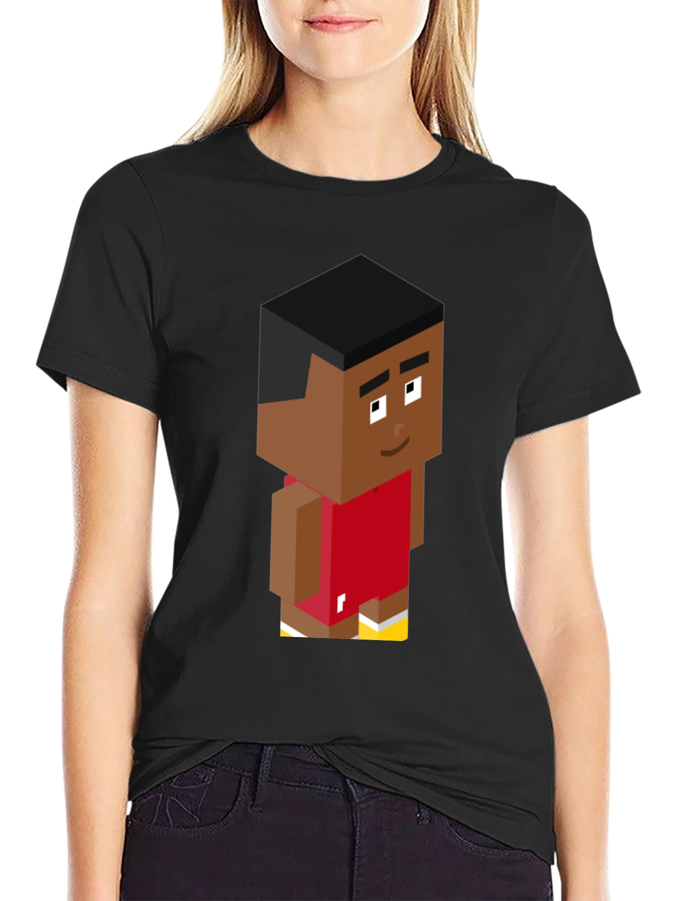 Pixel Basketball Player Graphic Tee - Black