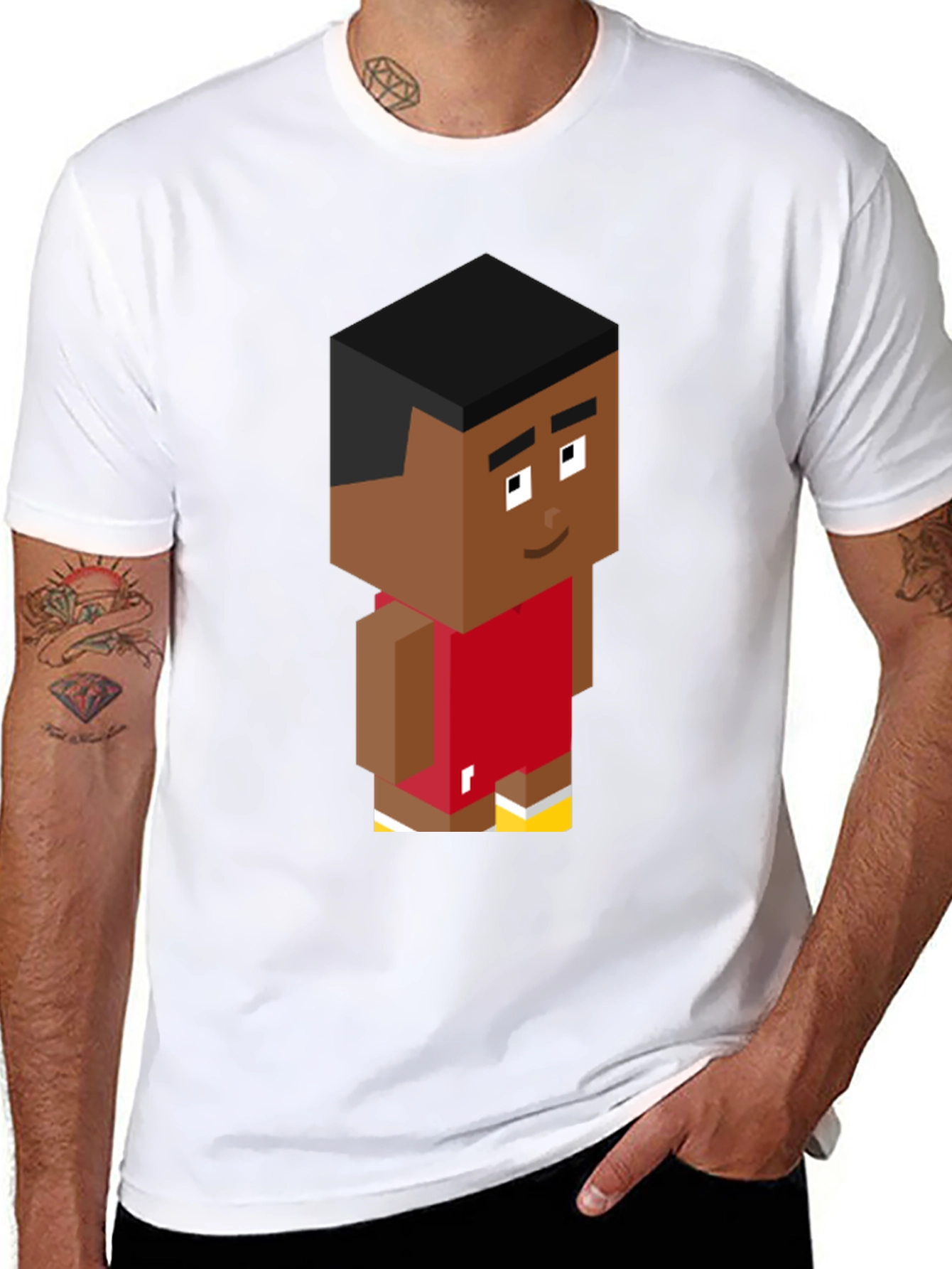 Pixel Basketball Player Graphic Tee - Black