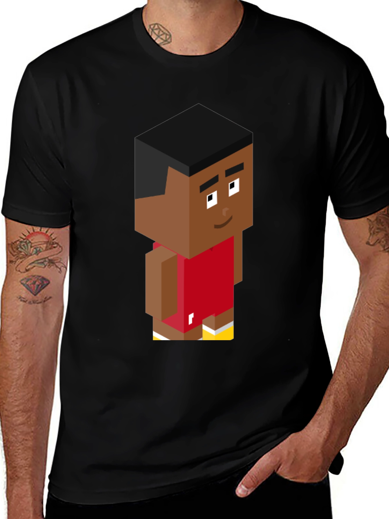 Pixel Basketball Player Graphic Tee - Black