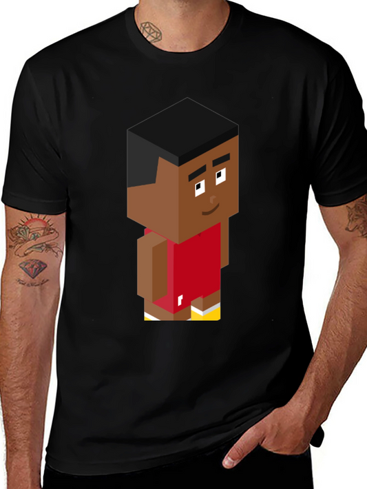 Pixel Basketball Player Graphic Tee - Black