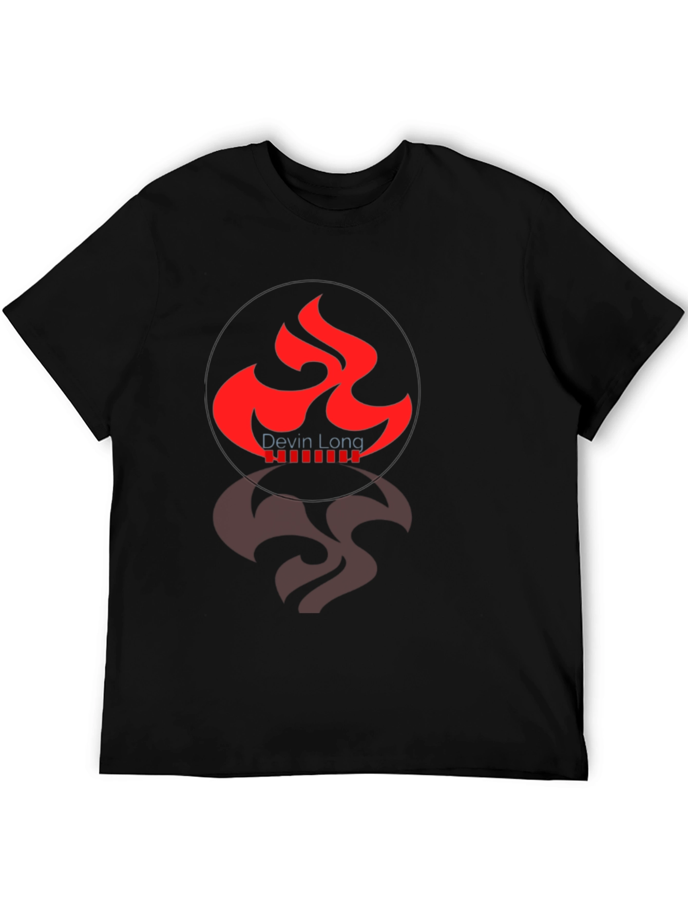 Black Graphic Tee with Red Flame Design