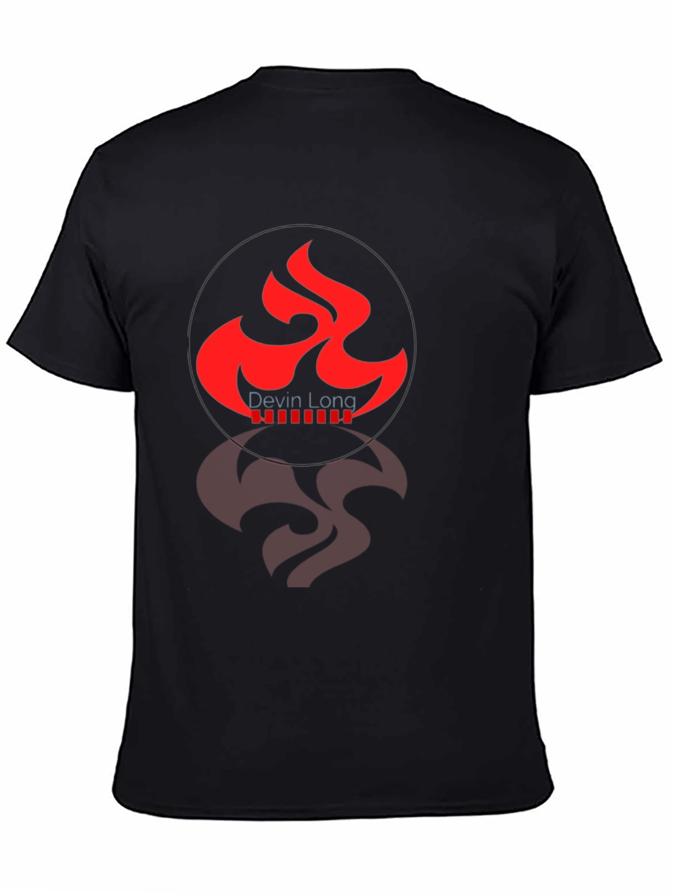 Black Graphic Tee with Red Flame Design